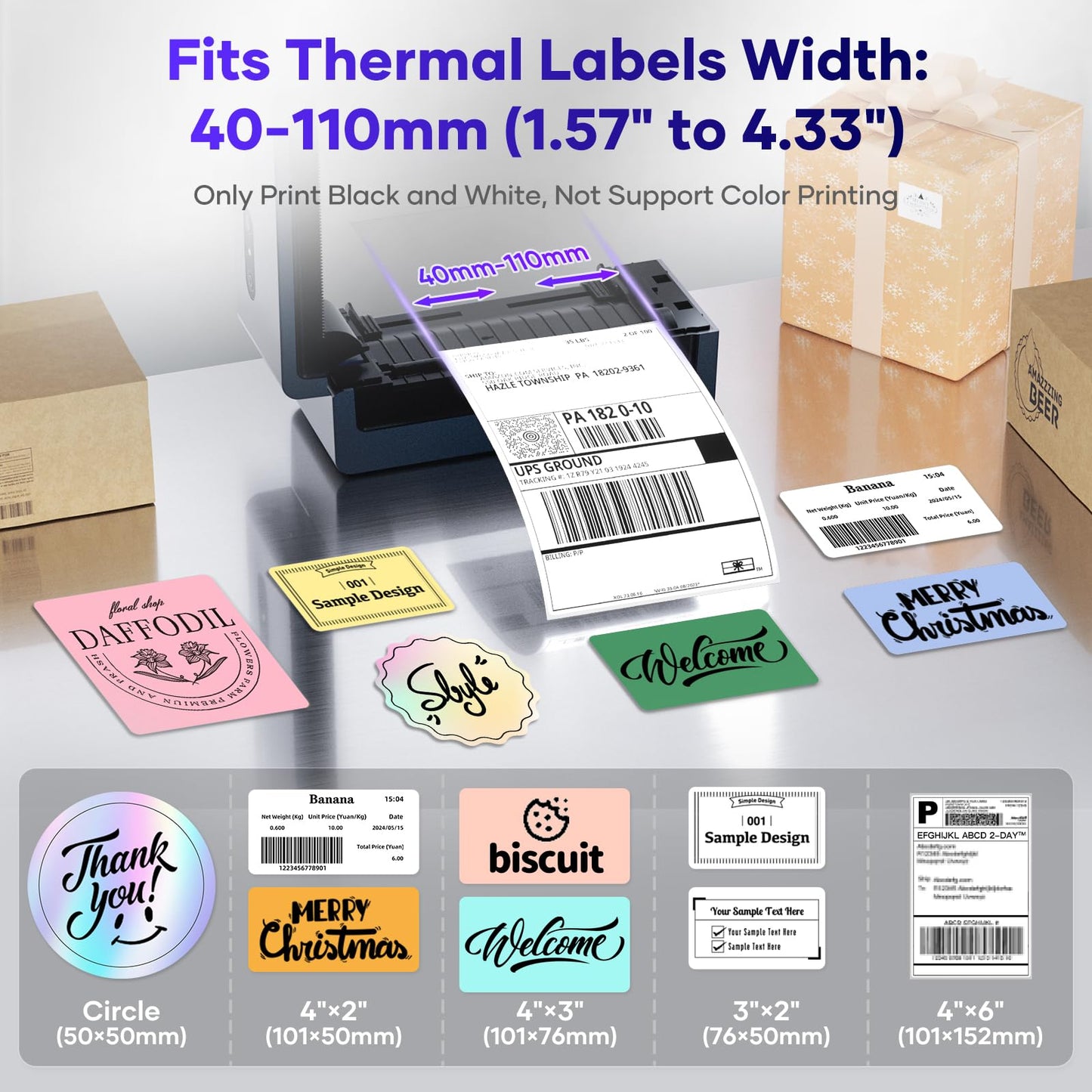 iDPRT Shipping Label Printer 4x6 Bluetooth Thermal Label Printer for Small Business and Shipping Package, Support Android, iPhone, Windows, macOS, Widely Used for Amazon, Shopify
