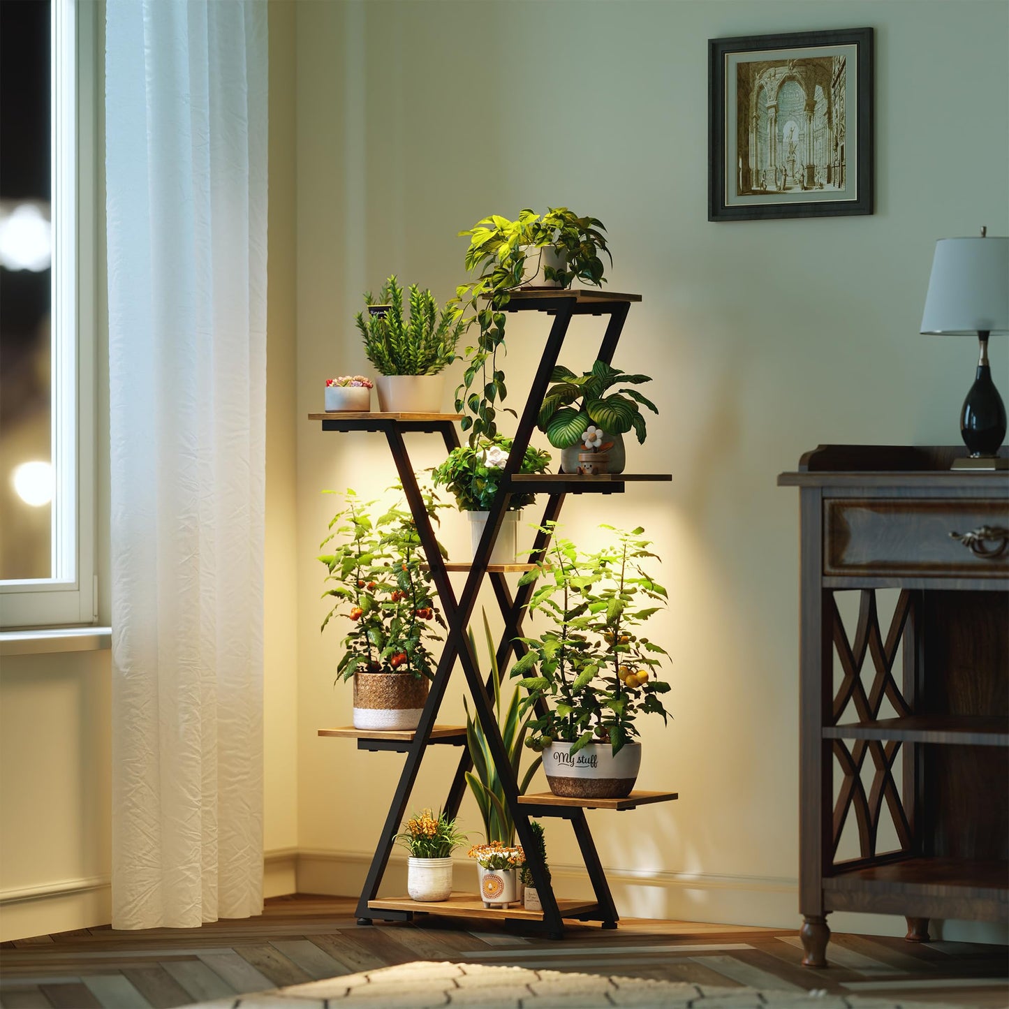 MemoCastle Plant Stand Indoor with Grow Lights: Large Multi-Tiered Metal Rack - Lighted Vertical Shelf with Timer for Flowers and Succulents