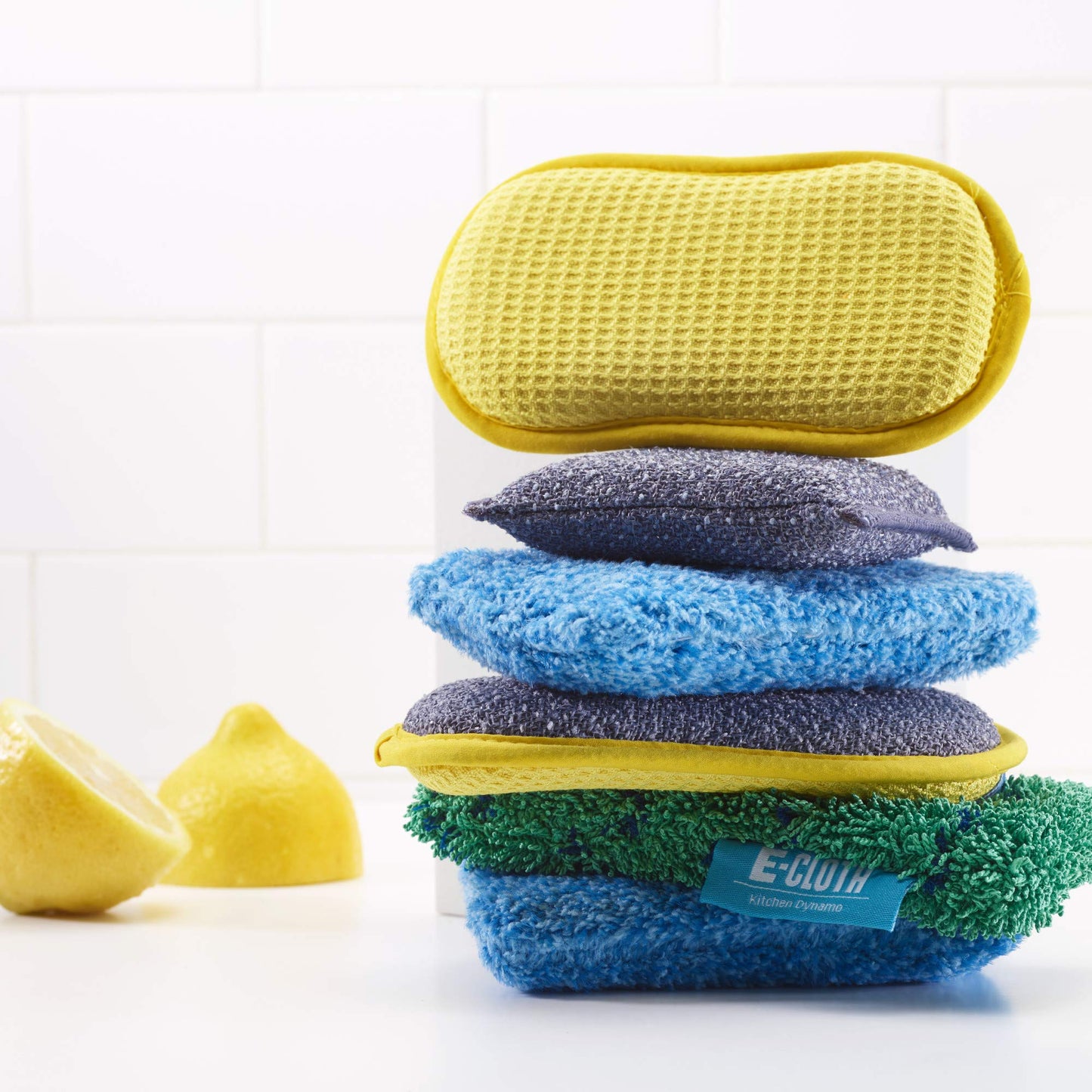 E-Cloth Washing Up Scrub Pad - Microfiber Sponge for Cleaning, Reusable Kitchen Sponge for Dishes & Sink, Non Scratch, Multi Purpose Scrubber, Machine Washable - 4 Pack