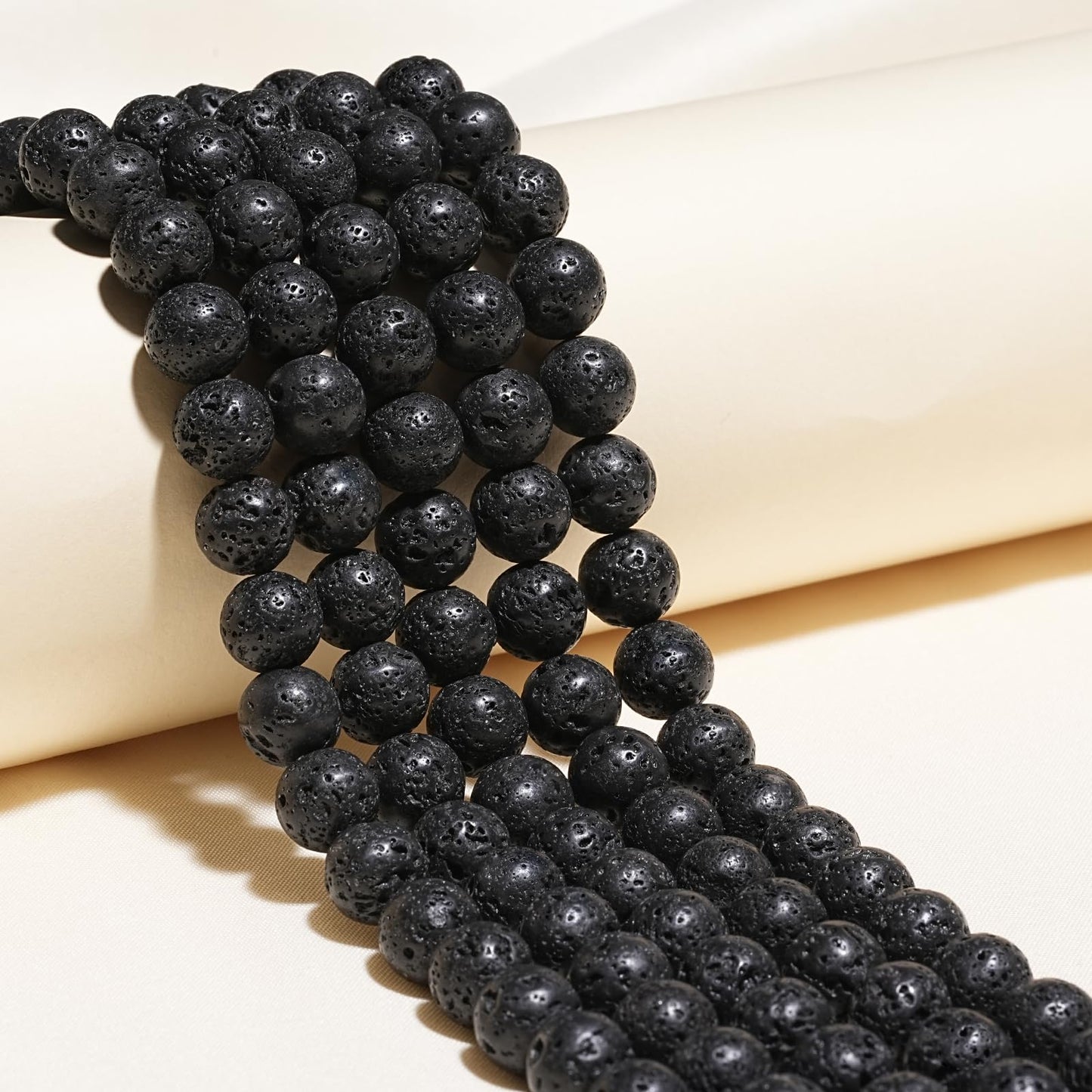 8mm Natural Black Lava Beads Volcanic Rock Gemstone Beads for Bracelets Jewelry Making 15inch Loose Beads