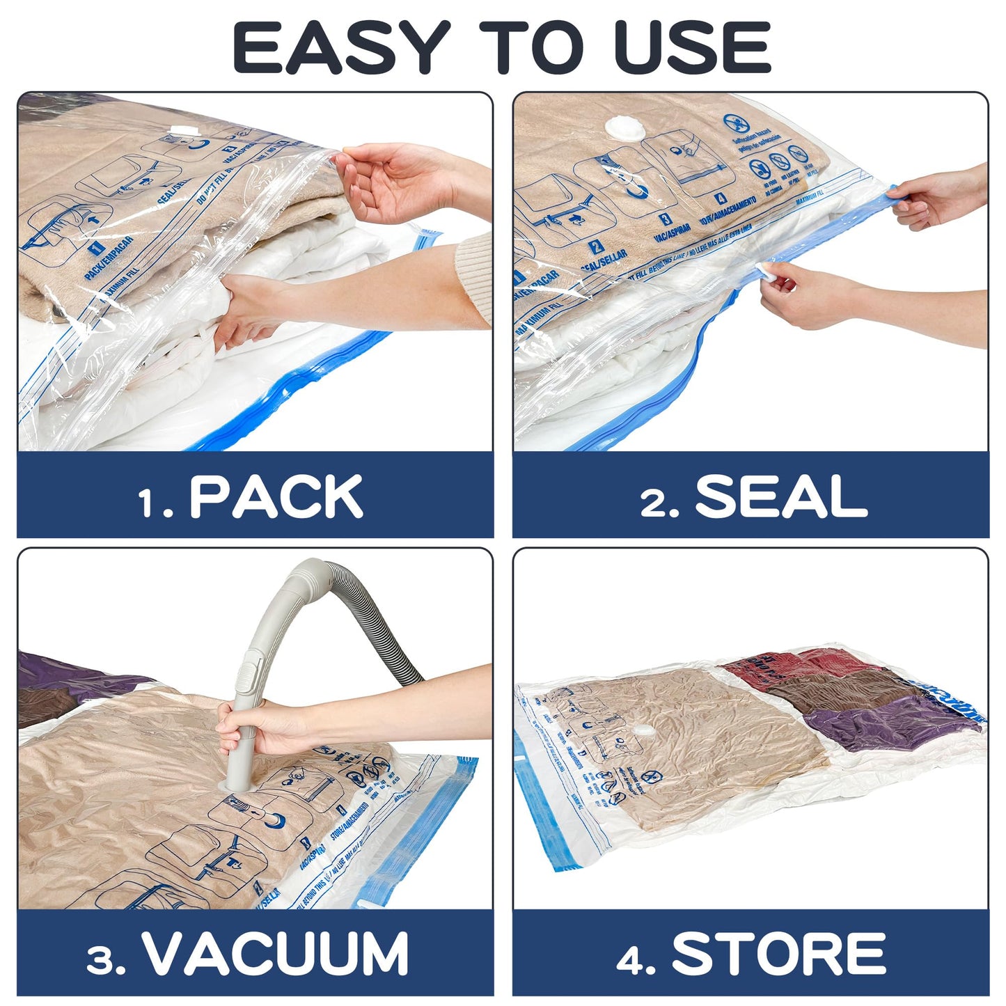 XXL Jumbo Vacuum Storage Bags, 47''X35'' Extra Large Space Bags for Blanket, Bedding, Comforters (4-XXL)