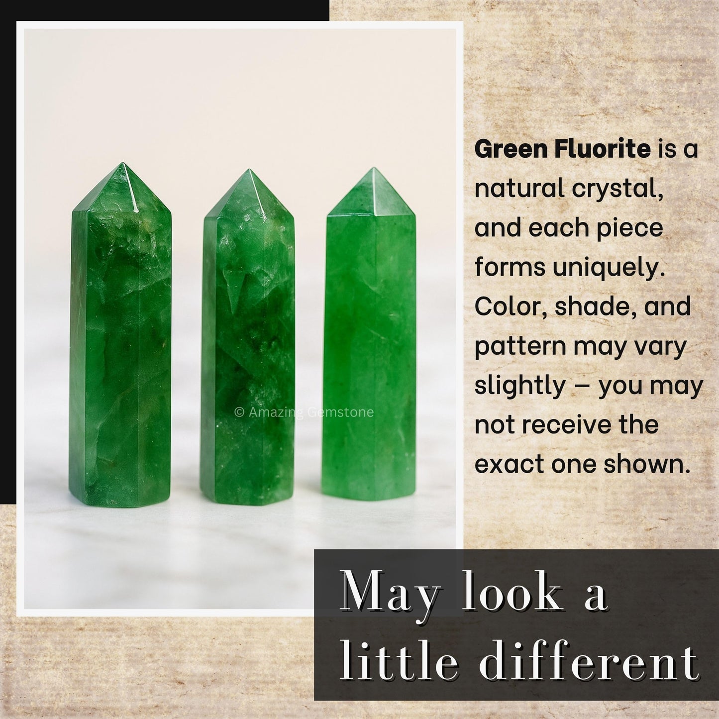Amazing Gemstone Green Fluorite Crystal Points Bulk Healing Crystals - Pack of 3 Single Terminated Healing Wand Point Bulk Crystals for Crafts, Crystal Grid, DIY Work - - Beginners Gift