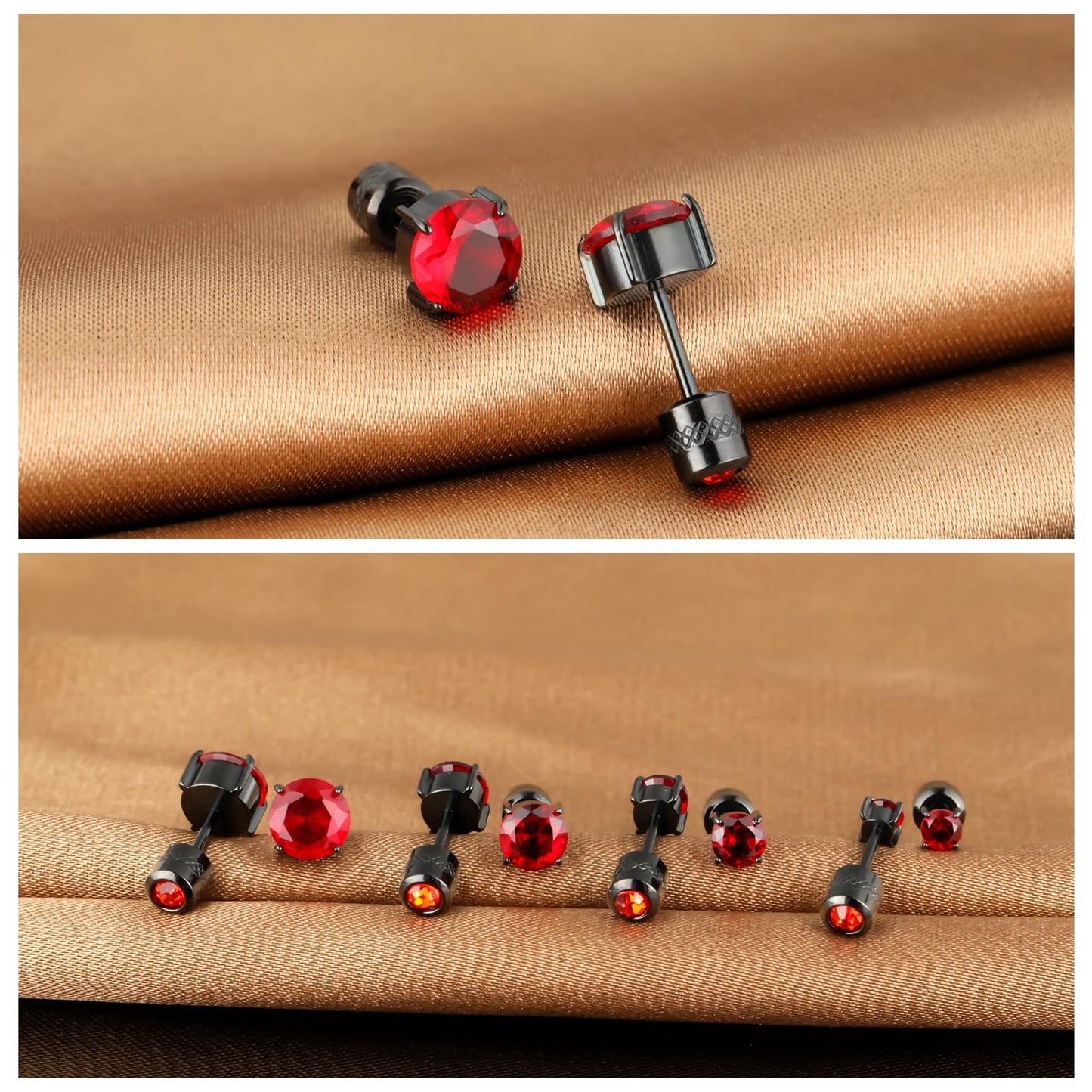 4 Pairs Titanium Hypoallergenic Stud Earrings 5A Cubic Zirconia Screw Back Earrings for Women Men Surgical Stainless Steel Double Side Flatback Earrings