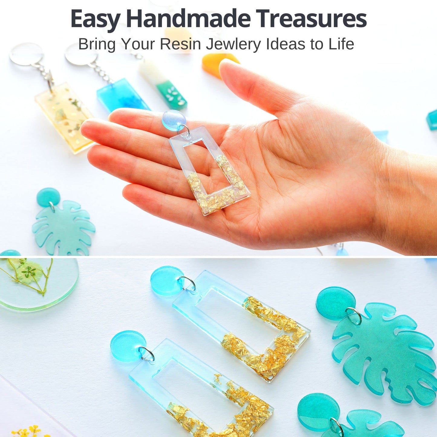 Piccassio Epoxy Resin Kit for Beginners – 208-Piece Jewelry Making & Craft Kit with Molds, Dried Flowers, Glitter & Tools – Complete Starter Set for Keychains, Bookmarks, Pendants & DIY Resin Art