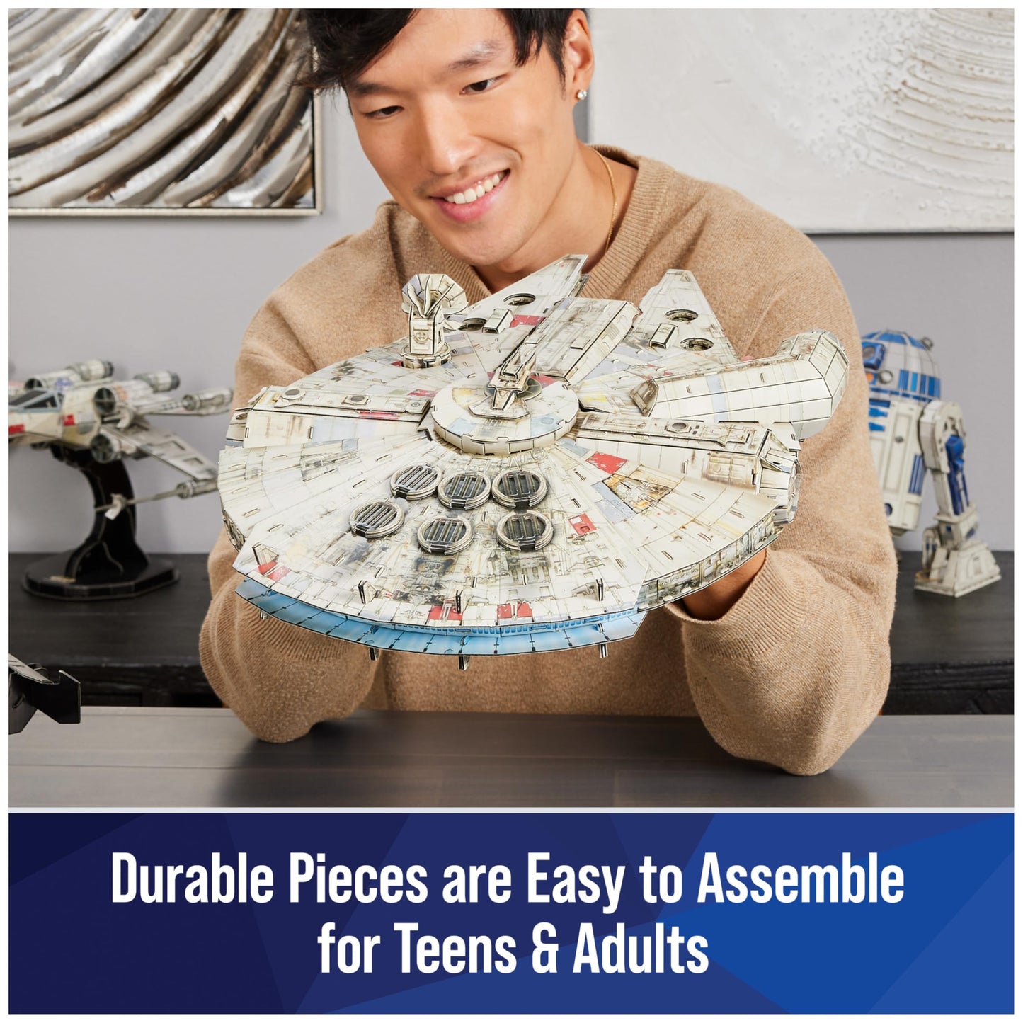 4D Build Star Wars Millennium Falcon 3D Model Kit, Star Wars Gifts, Desk Decor for Fans & Collectors, 223 Pieces, 3D Puzzles, Gift Ideas for Ages 12 & Up