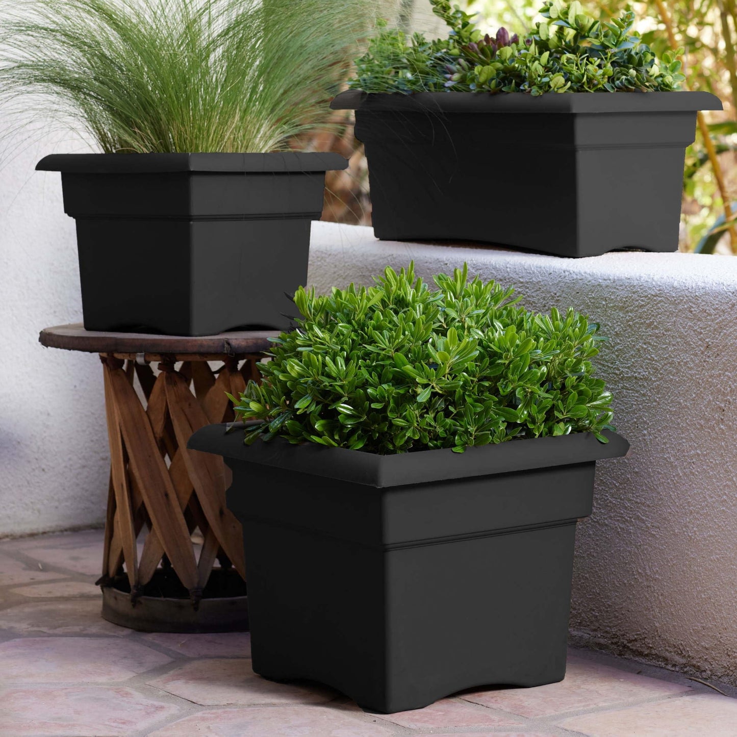 Bloem Veranda Deck Box Planter Square: 14" - Black