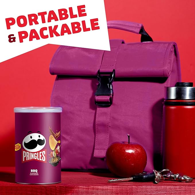 Pringles Potato Crisps Chips, Lunch Snacks, Office and Kids Snacks, Grab N' Go, BBQ (12 Cans)