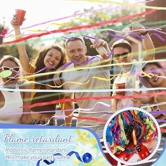 No Mess Streamers Poppers,24Pack Colorful No Mess Confetti Party Poppers for Birthday,Wedding,Celebrations,School Opening,Graduation,Retirement Party (blue multicolor 24pack)