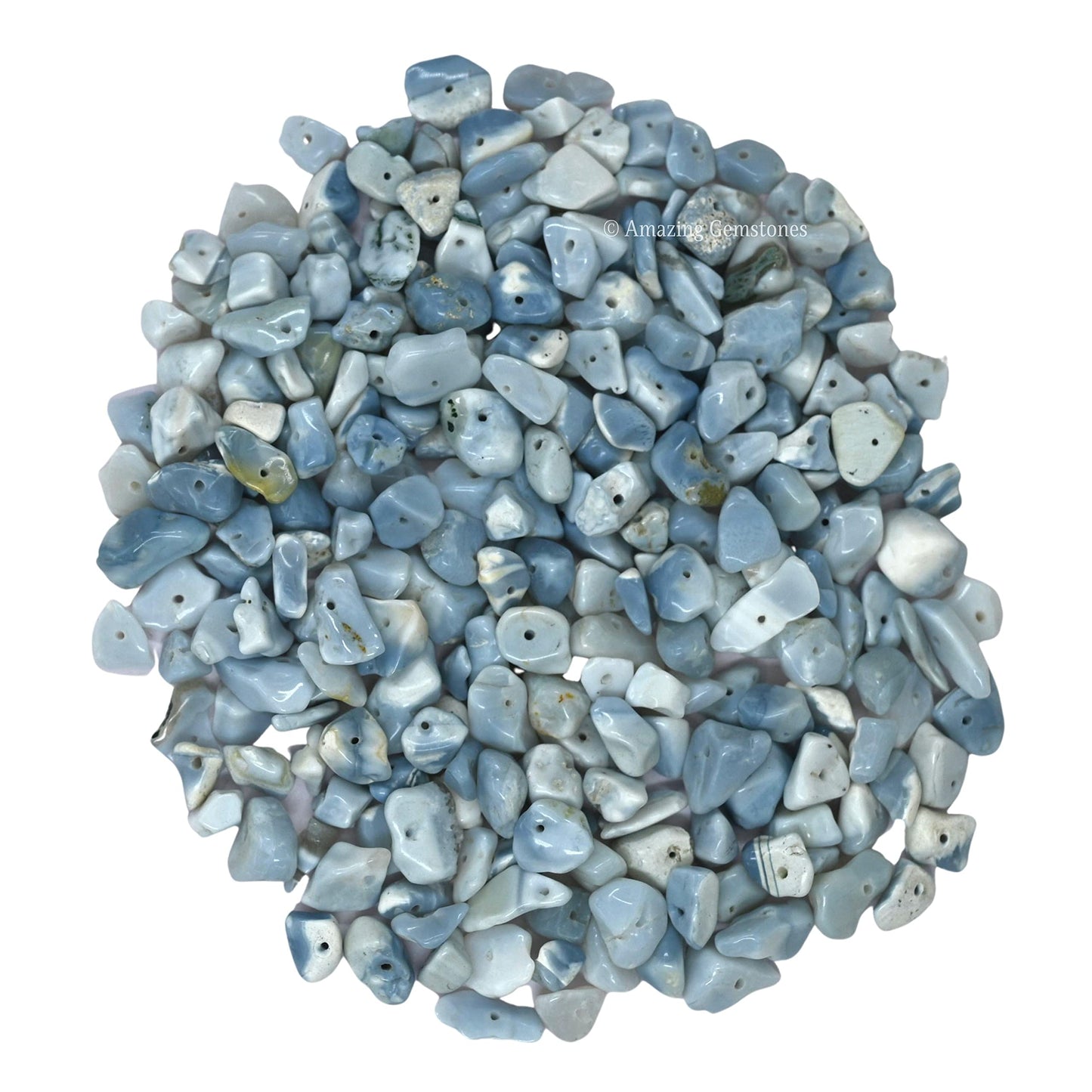 Blue Opal Pre Drilled Natural Crystals Crushed Chips Beads for Jewelry Making, DIY Handmade Healing Crystals (25 Inch Strand)