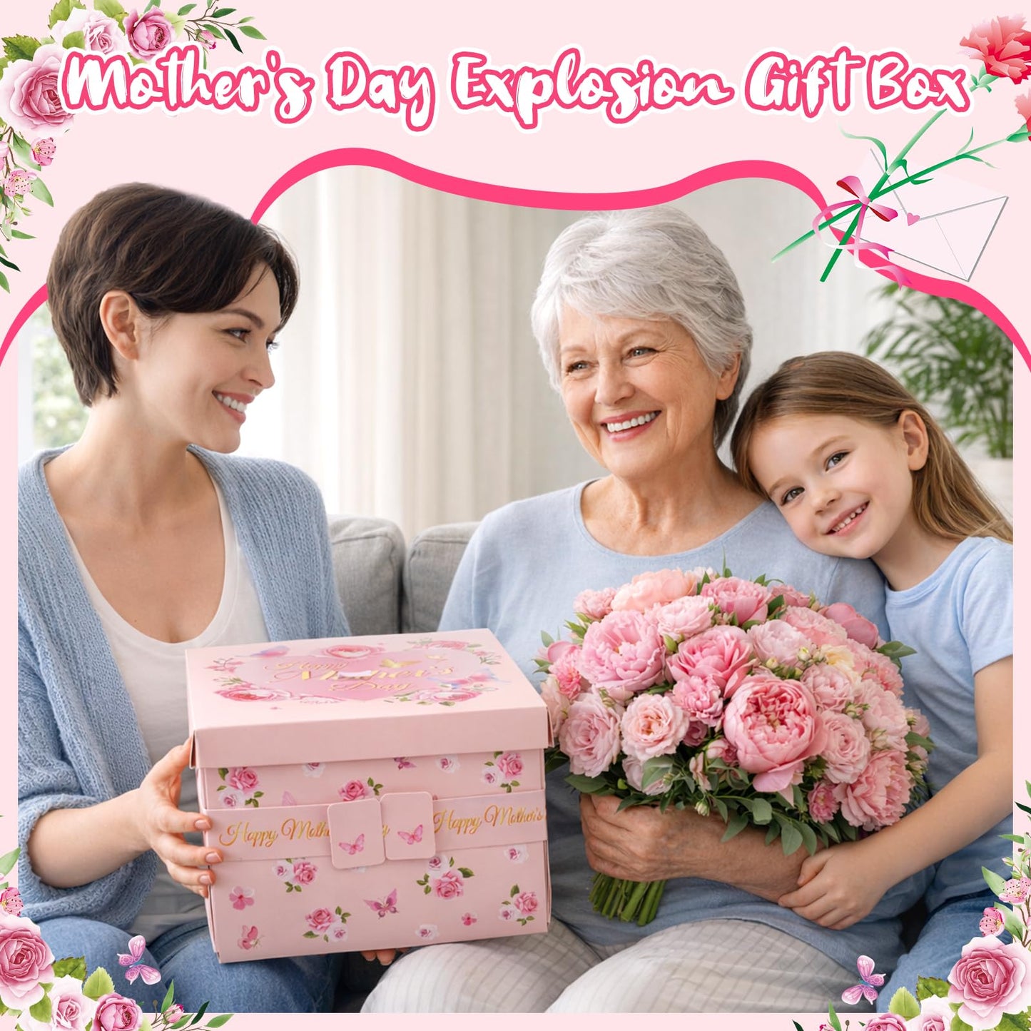 FVNPIHAM Mother'S Day Explosion Gift Box, Surprise Gift Box Explosion with 8pcs Flying Butterfly Surprise Box for Mom, Butterfly Explosion Gift Box for Mothers Day Gifts Wrapping