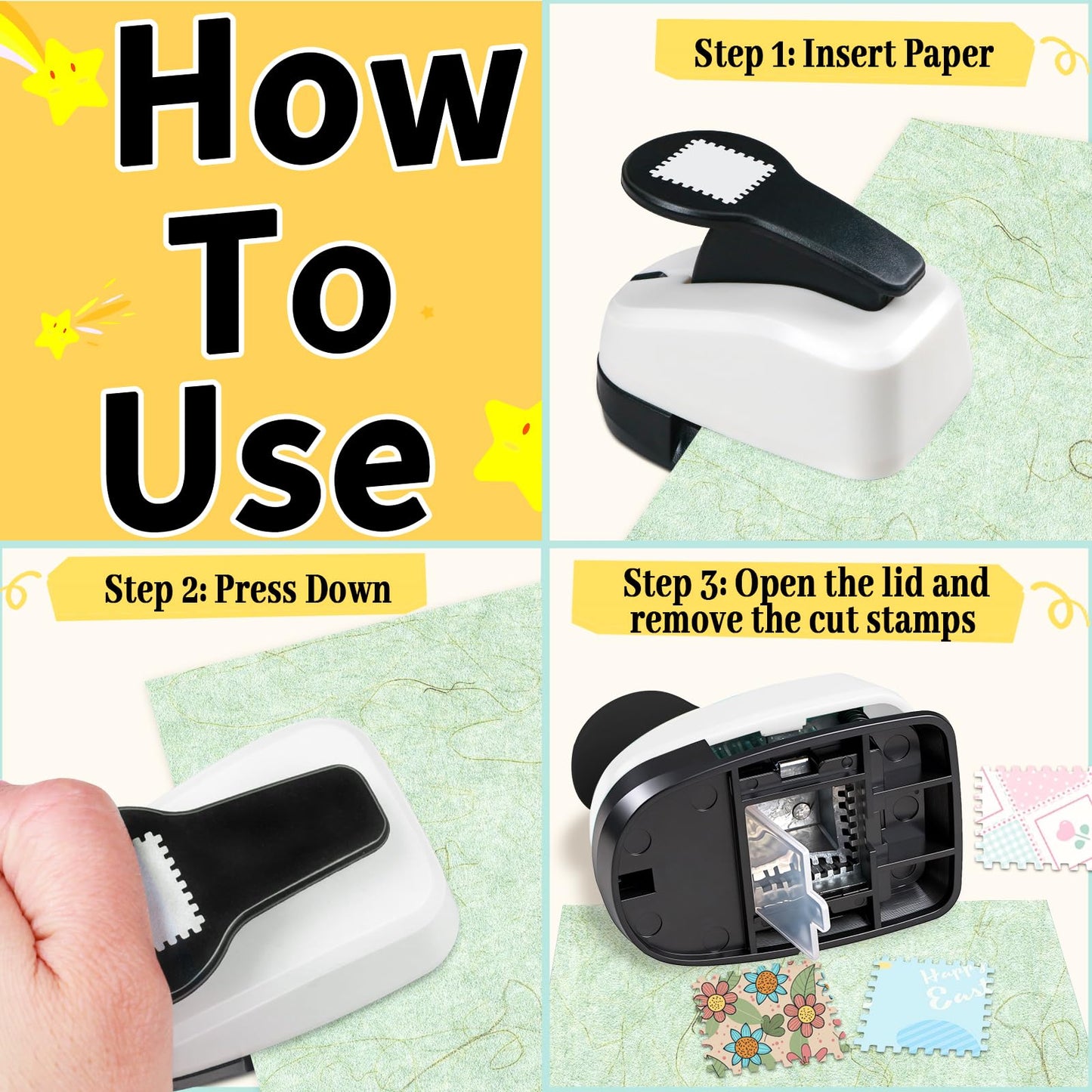 Stamp Punch, Postage Stamp Puncher, 1x1 inch Stamps Hole Punches, Square Punches for Paper Crafts, Stamps Shaped Paper Puncher, Square Crafts Punch for Scrapbooking