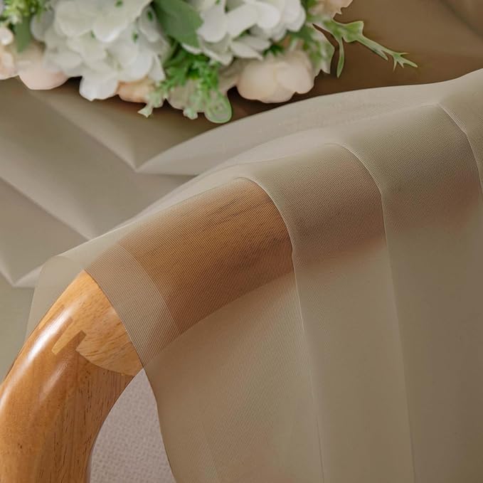 Chyhomenyc Taupe Sheer Curtains 84 Inches Long 2 Panels Set- Light Filtering Curtains for Bedroom, Soft Airy Voile Rod Pocket Living Room Window Drapes, 42Wx84L Inches, 2 PCS