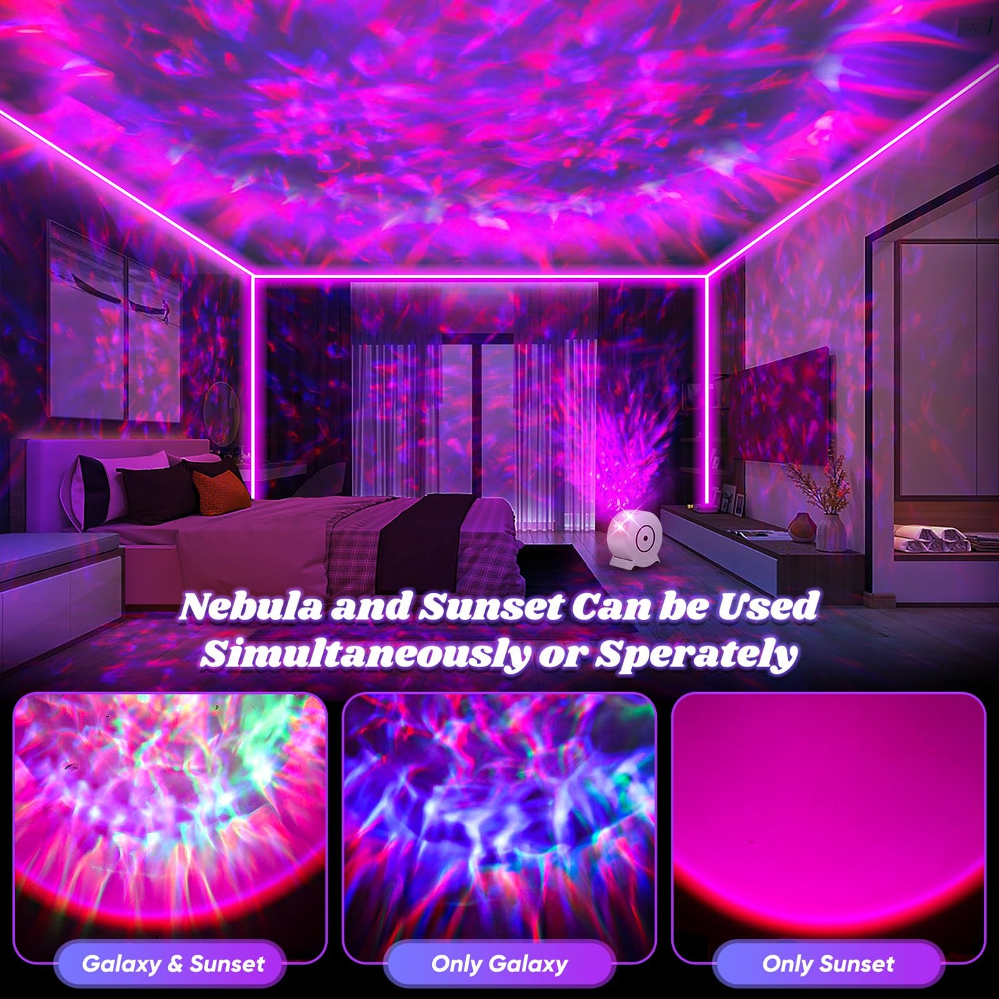Pedica Galaxy Projector for Bedroom, Night Light with Remote Control and Timer, Galaxy Light Projector, Home Decor, Gifts for Adults, Teens, Christmas, Birthday