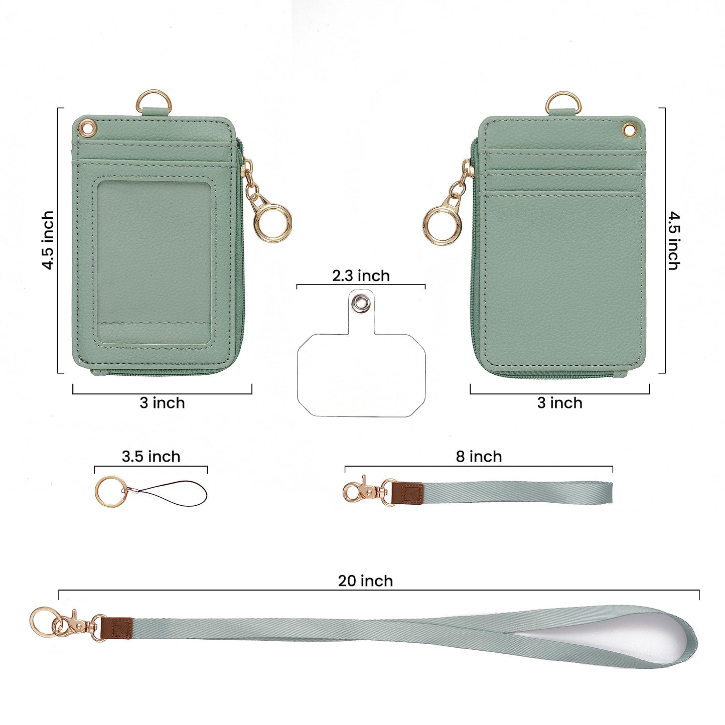 MONDO DESIGNS 2-in-1 ID Badge Holder with Lanyard - Multi-Use Lanyard Keychain Wallet for Women, Small Keychain Wristlet Wallet with Strap & Lanyards for ID Badges, Phone & Card Holder - Sage Green