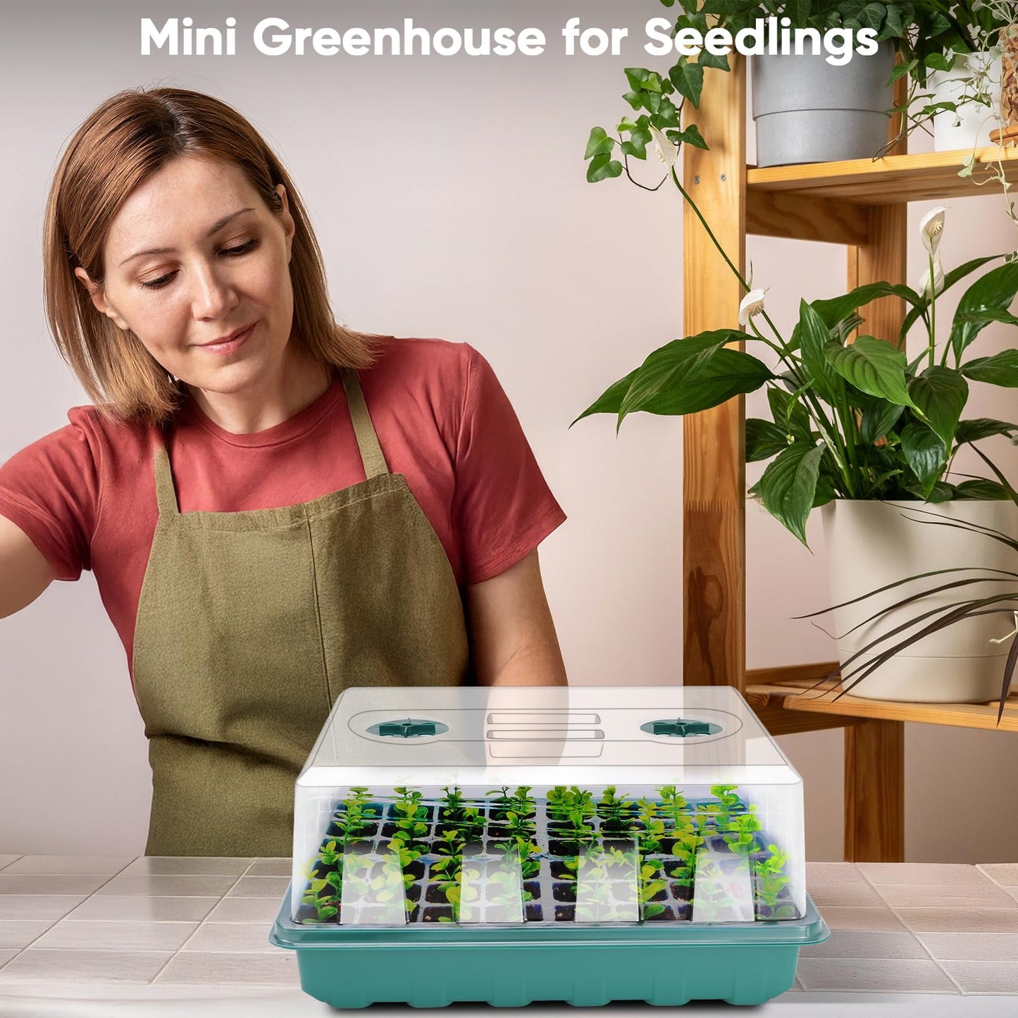 Eglotes 192 Cell Seed Starter Tray, Seed Starter Kit with Adjustable Humidity Dome, Seed Starting Trays Plant Starter Kit for Seeds Growing Starting, Indoor Gardening, Greenhouse