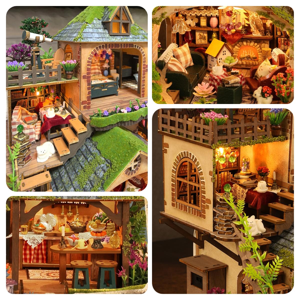 RHZN Miniature House Kit, Dollhouse Kit, Miniature Kit, DIY Mini House Building Kit for Adult, Forest Adventure