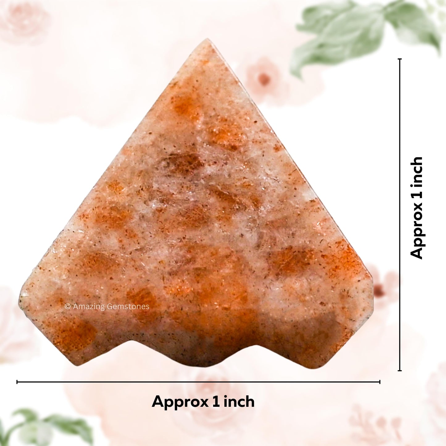 Amazing Gemstone Sunstone Crystal Pyramid with 9 Pyramid Plate Bottom - 1" Mini Pyramid Figurine of Natural Stone Pyramid for Meditation, Reiki, Chakra Balancing Vastu Pooja and Crystal Grids
