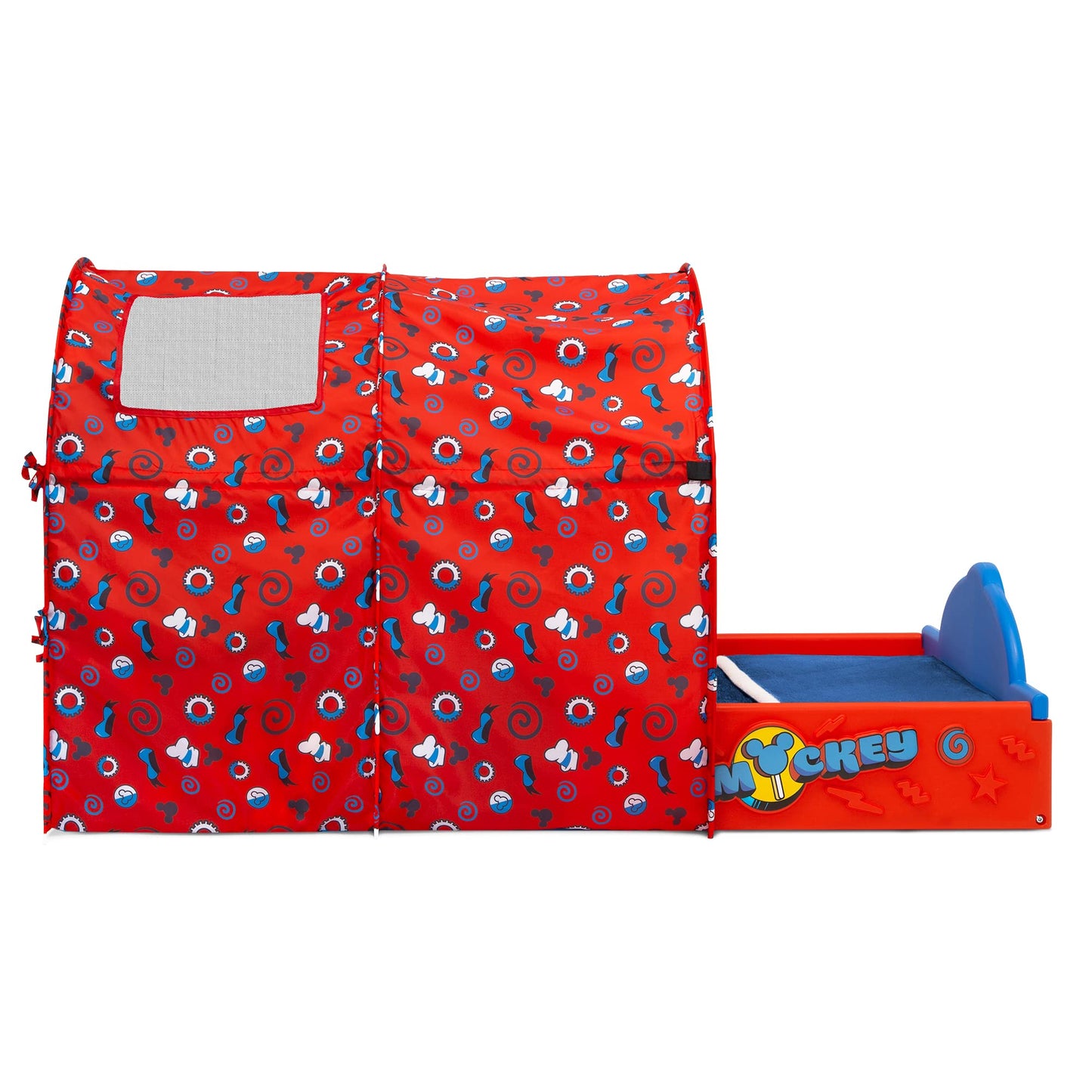 Disney Mickey Mouse Sleep and Play Toddler Bed with Tent by Delta Children, Blue/Red