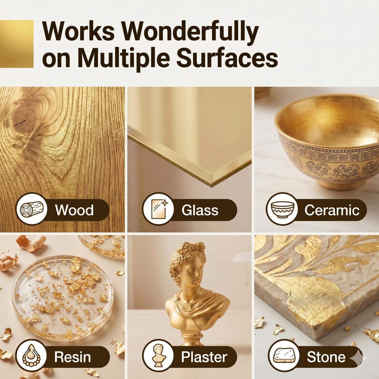 Snailmart Gold Leaf Kit, 100ml Water-Based Metal Leaf Glue and 100ml Protective Varnish, Gold Leaf Sheets 100 pcs, 2 Brushes, for Craft, Painting and Arts
