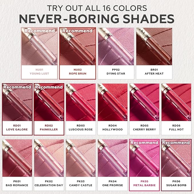 FOCALLURE Metallic Liquid Lipstick,Non Stick Cup Lip Gloss,High Impact Lip Color with Transfer-proof Wear,Long Lasting & Waterproof Lipstick Makeup for Women,PK03 Candy Castle
