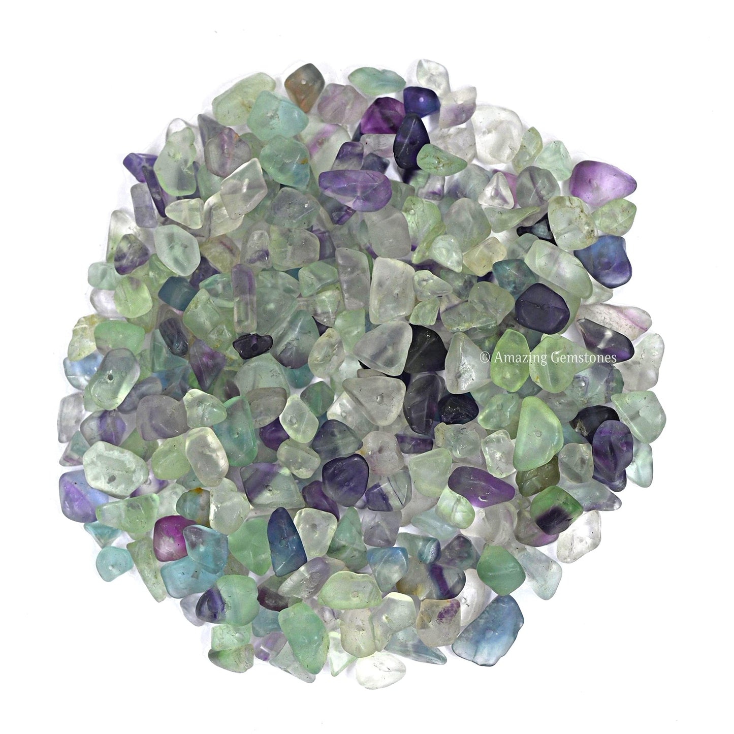 Multi Fluorite Pre Drilled Natural Crystals Crushed Chips Beads for Jewelry Making, DIY Handmade Healing Crystals (25 Inch Strand)