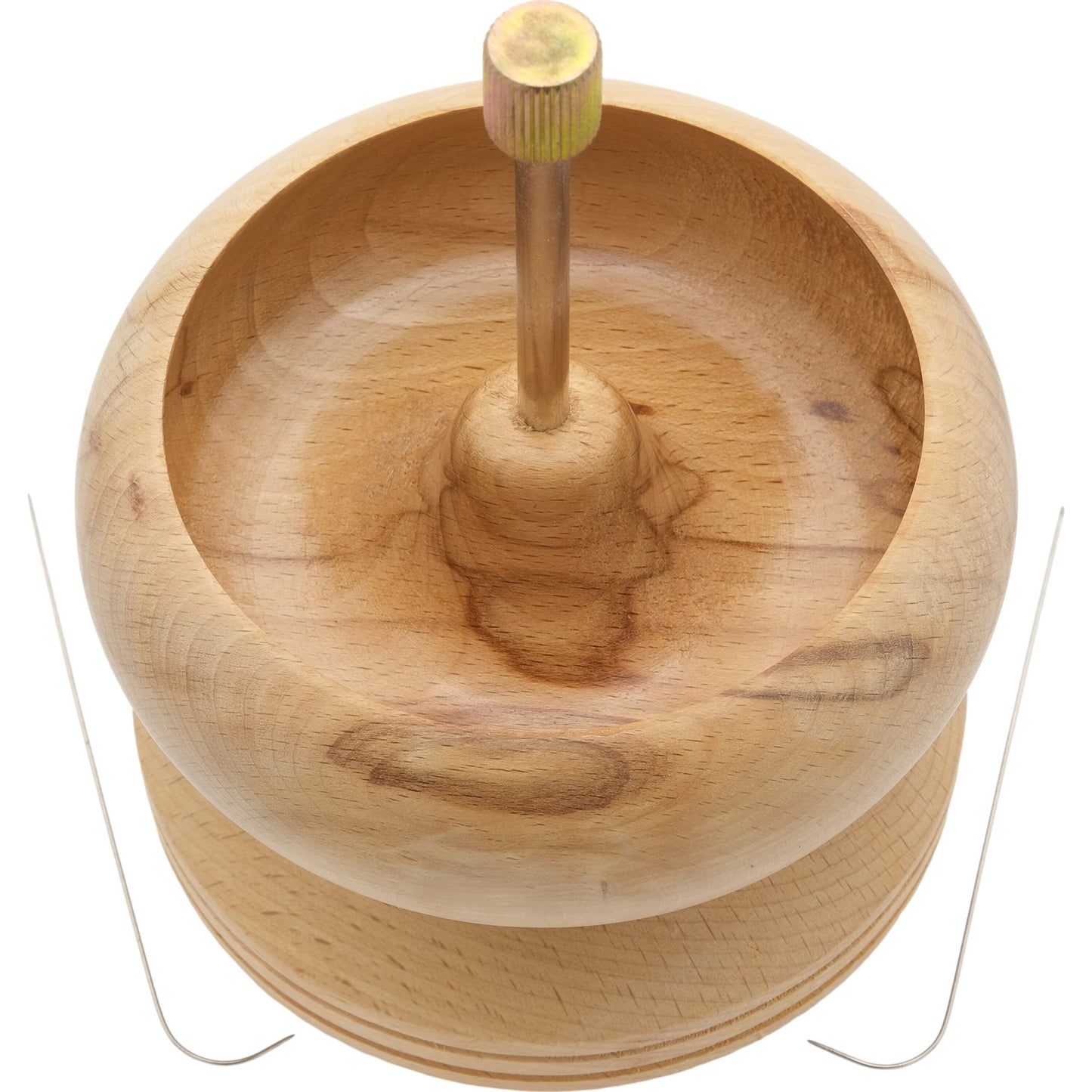 The Beadsmith Spin & String – Bead Stringing Wooden Spinning Wheel with 2 Needles, 4.4” High, 5.6” in Diameter, Quickly String Seed Beads for Jewelry