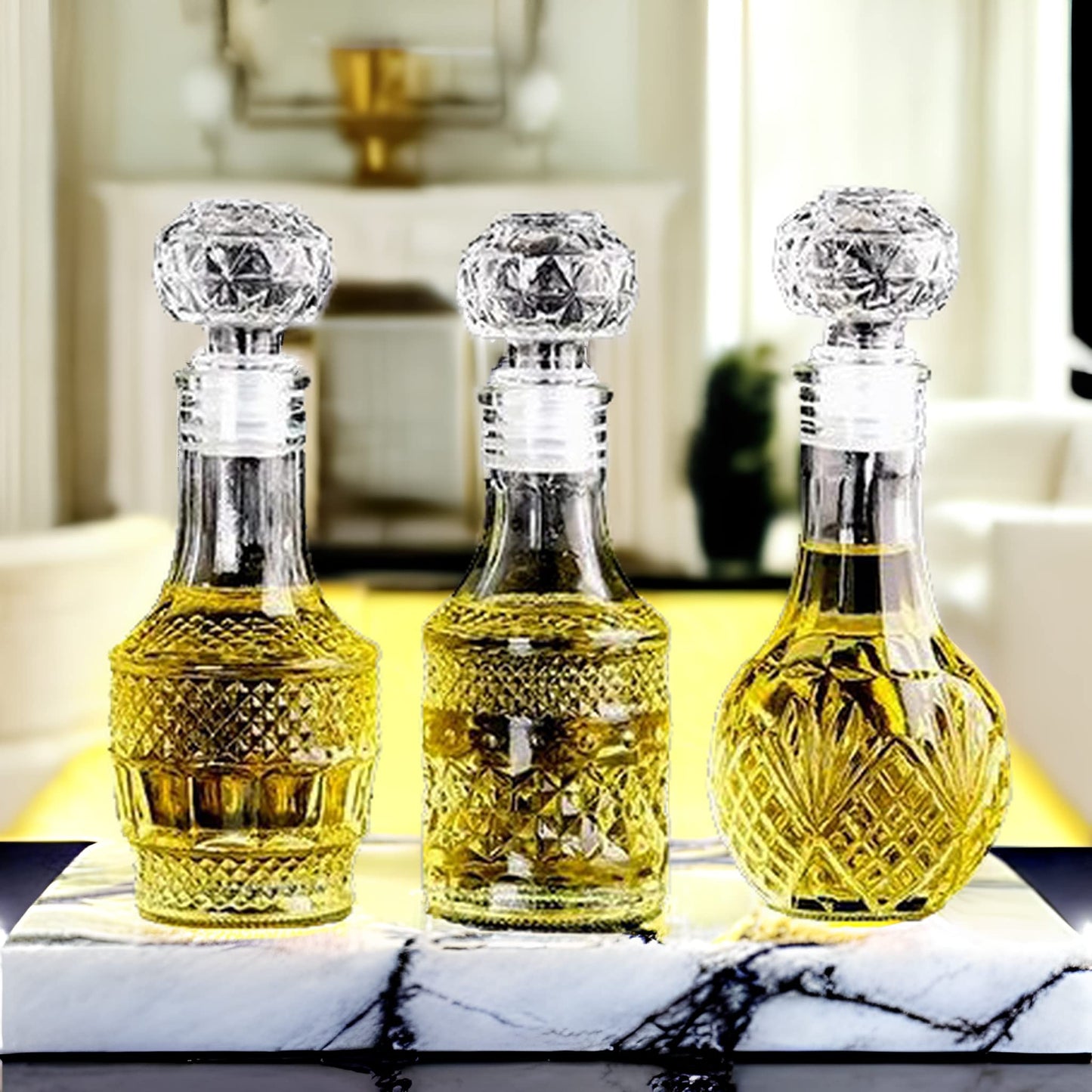 JQWIN AlifordGlass Mini Glass Bottles with 6 Different Shapes Can be Used for Self-Made juicing, Wine Bottles or Whiskey Decanter