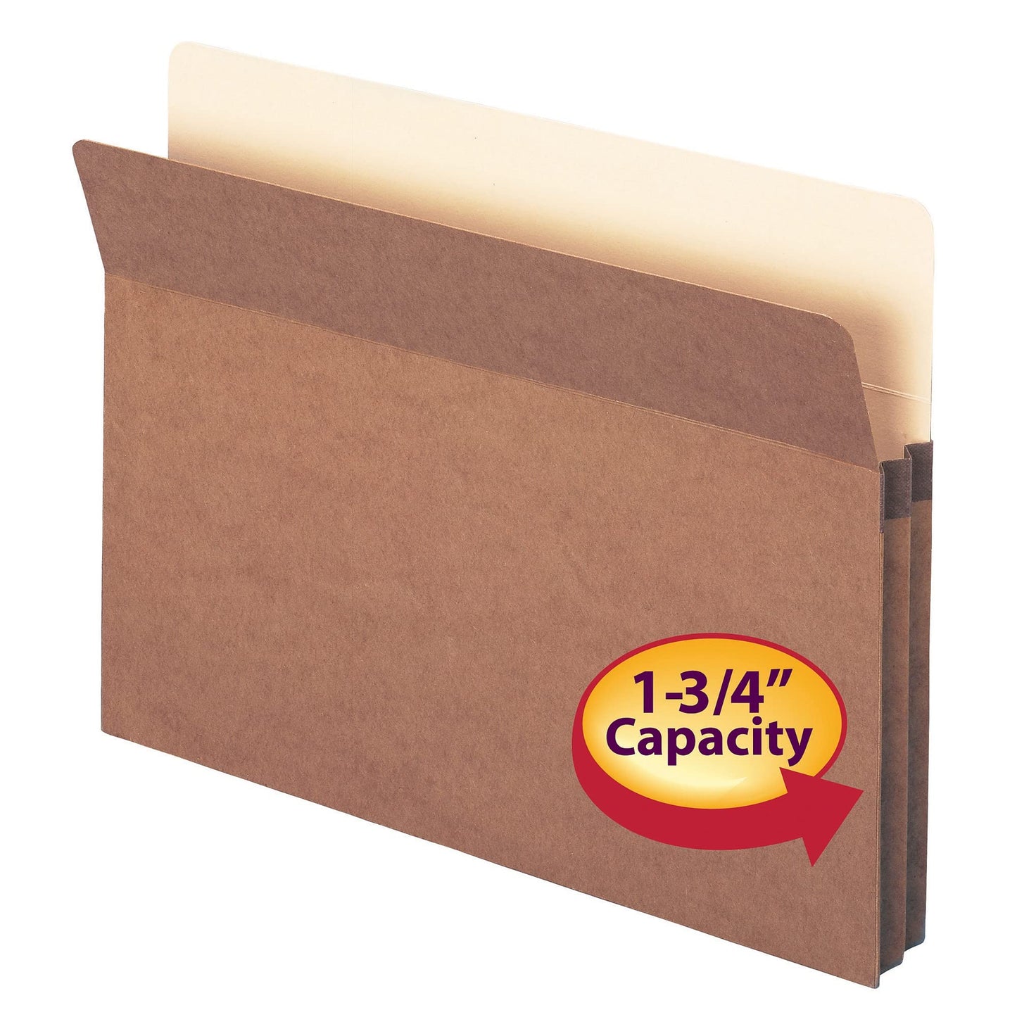 Smead File Pocket, Straight-Cut Tab, 1-3/4" Expansion, Letter Size, Redrope, 25 per Box (73214)