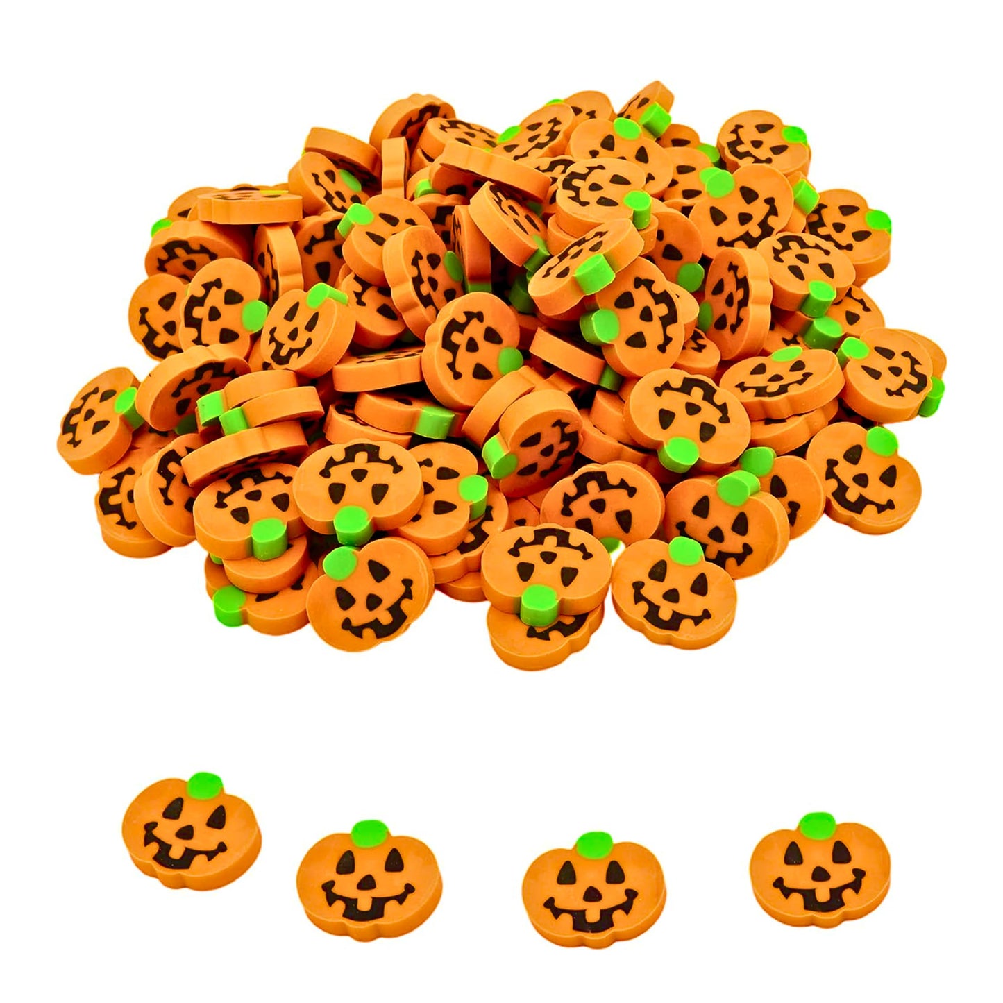 4E's Novelty Mini Pumpkin Erasers Bulk 144 pcs - Fall Halloween Erasers for Kids Bulk, for School, Classroom Reward Prize, Trick or Treat, Trick or Treat Halloween Non Candy Treats
