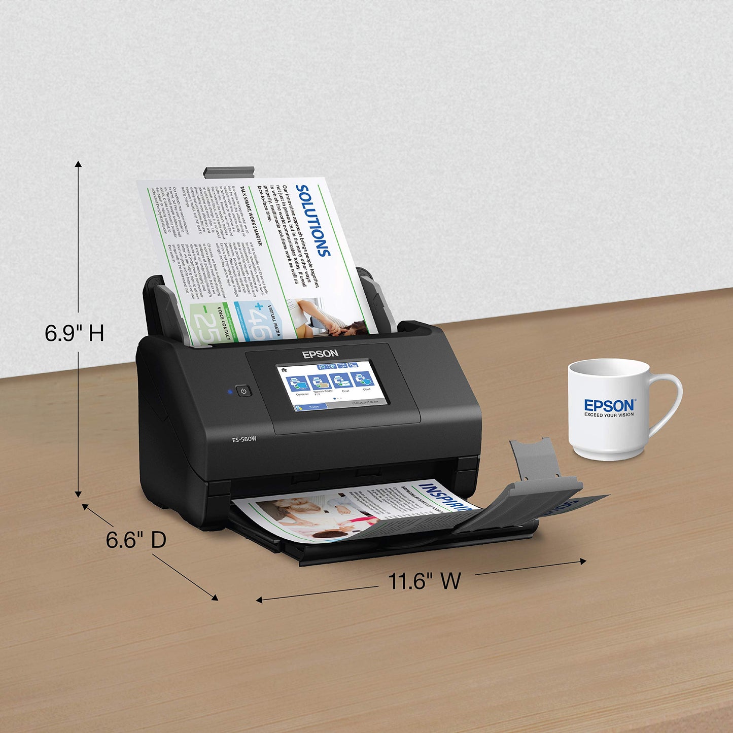 Epson Workforce ES-580W Wireless Color Duplex Tax Receipt & Desktop Document Scanner for PC and Mac with 100-sheet Auto Feeder (ADF), Intuitive 4.3' Touchscreen