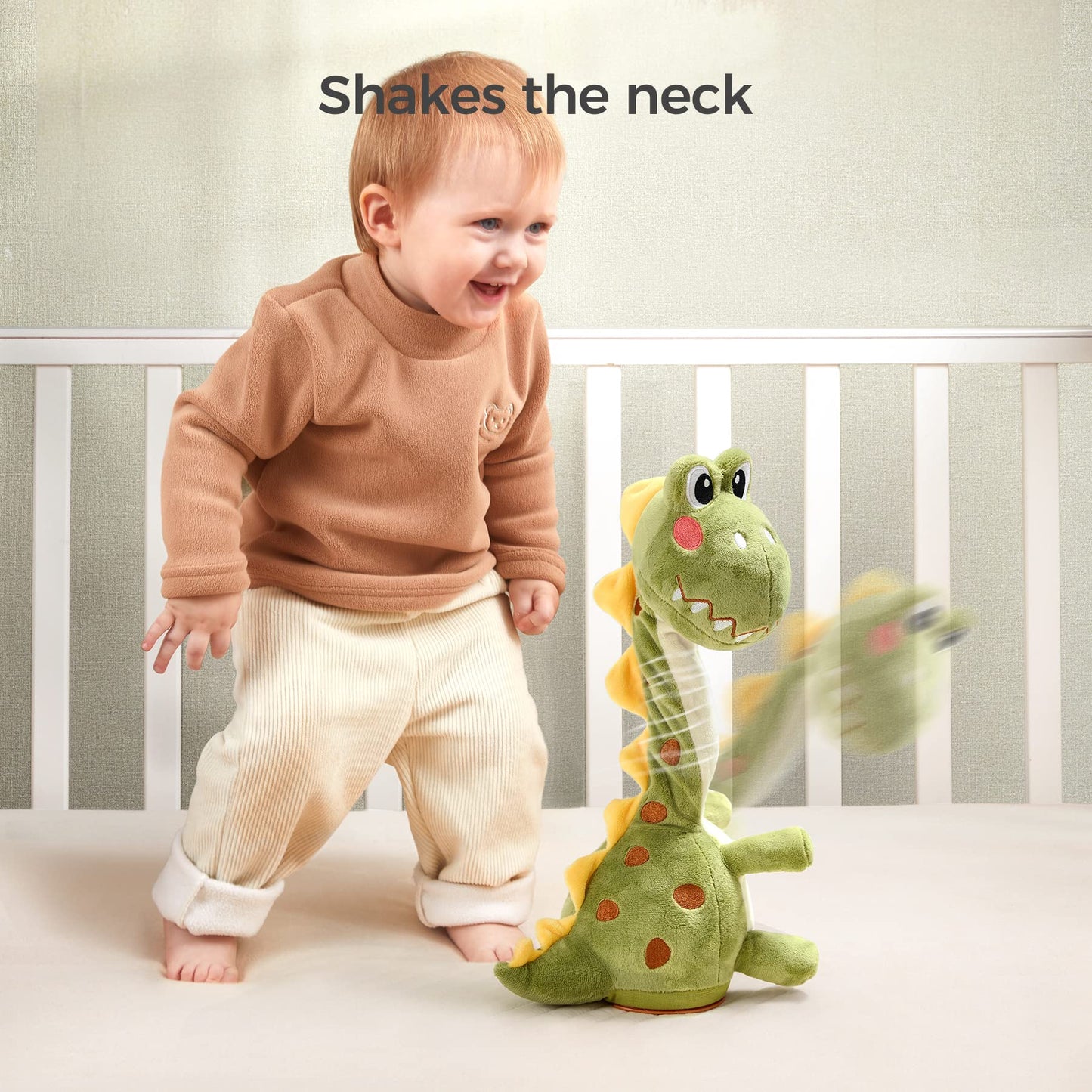 TUMAMA Dinosaur Dancing Interactive Baby Toy, Mimicking Twisted Electronic Soft Plush Toy with Talking Recording Repeat Talking, Talking Dinosaur Toys for Girls and Boys