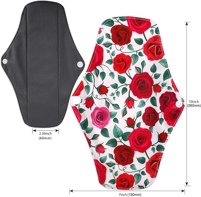 Reusable Menstrual Pads, Breathable Mesh Surface Cloth Pads for Heavy Flow with Wet Bag, Large Sanitary Pads Set with Wings for Women, Washable Overnight Cloth Panty Liners Period Pads