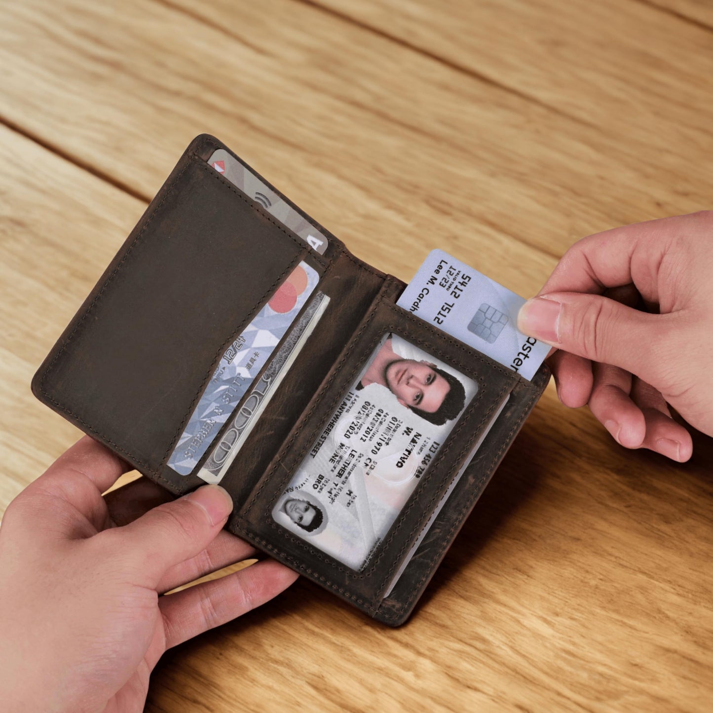 RFID Blocking Slim Wallet for Men | Thin Bifold Credit Card Holder Wallet | Mens Wallet Slim Business Card Case | Minimalist Front Pocket wallet with Gift Box (Genuine Full Grain Soft Leather)