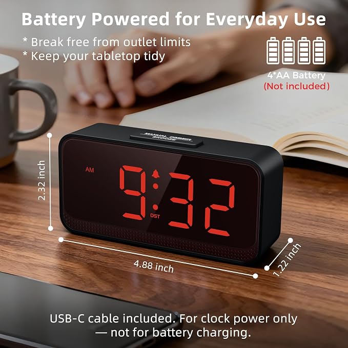 Battery Operated Small Alarm Clock: Compact Cordless Design
