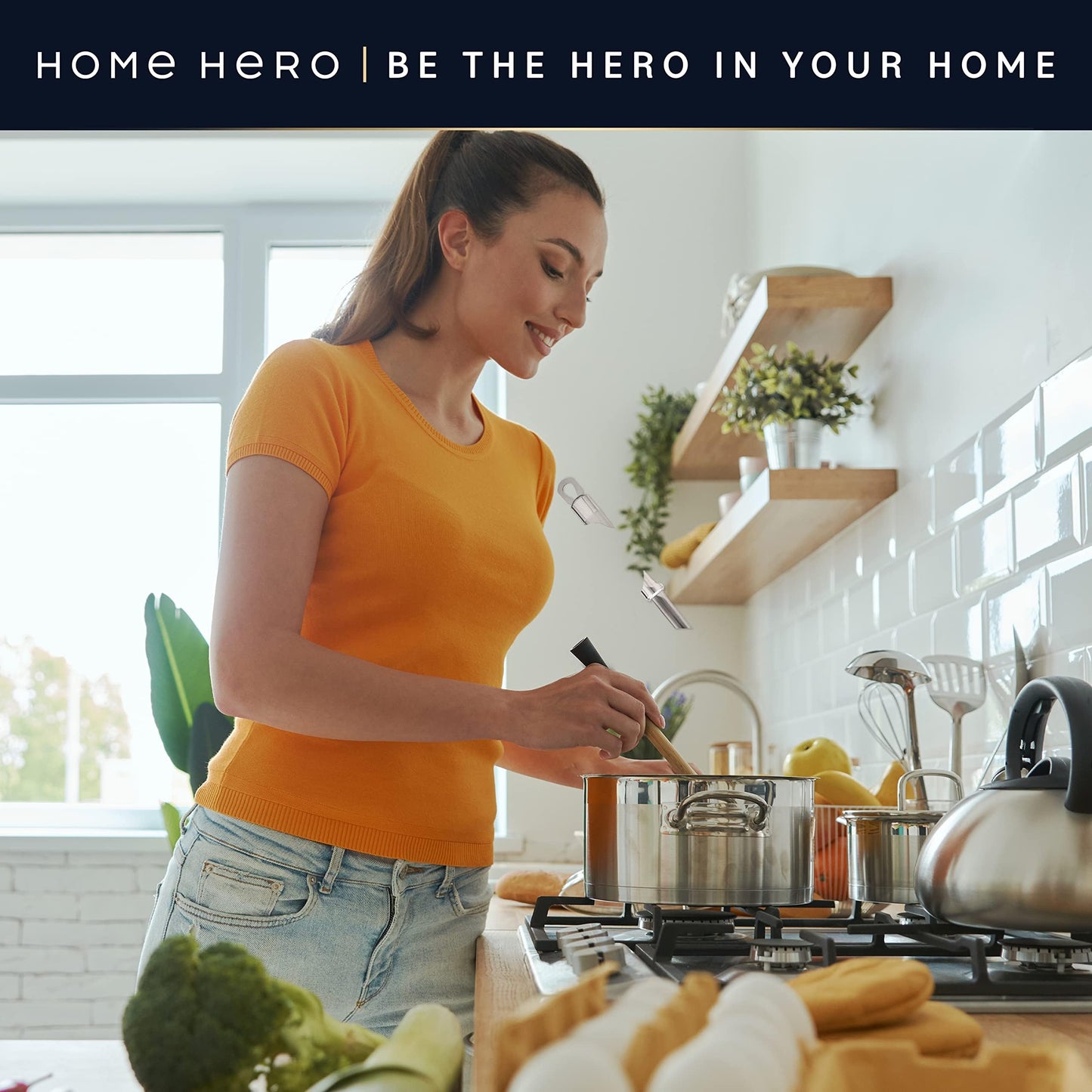 Home Hero 32-Piece Stainless Steel Kitchen Utensil Set - Heat-Resistant Nonstick Silicone Tools - Durable Stainless Steel Cooking Tools - Measuring Cups & Spoons with Holder - 32 Pc, Silver