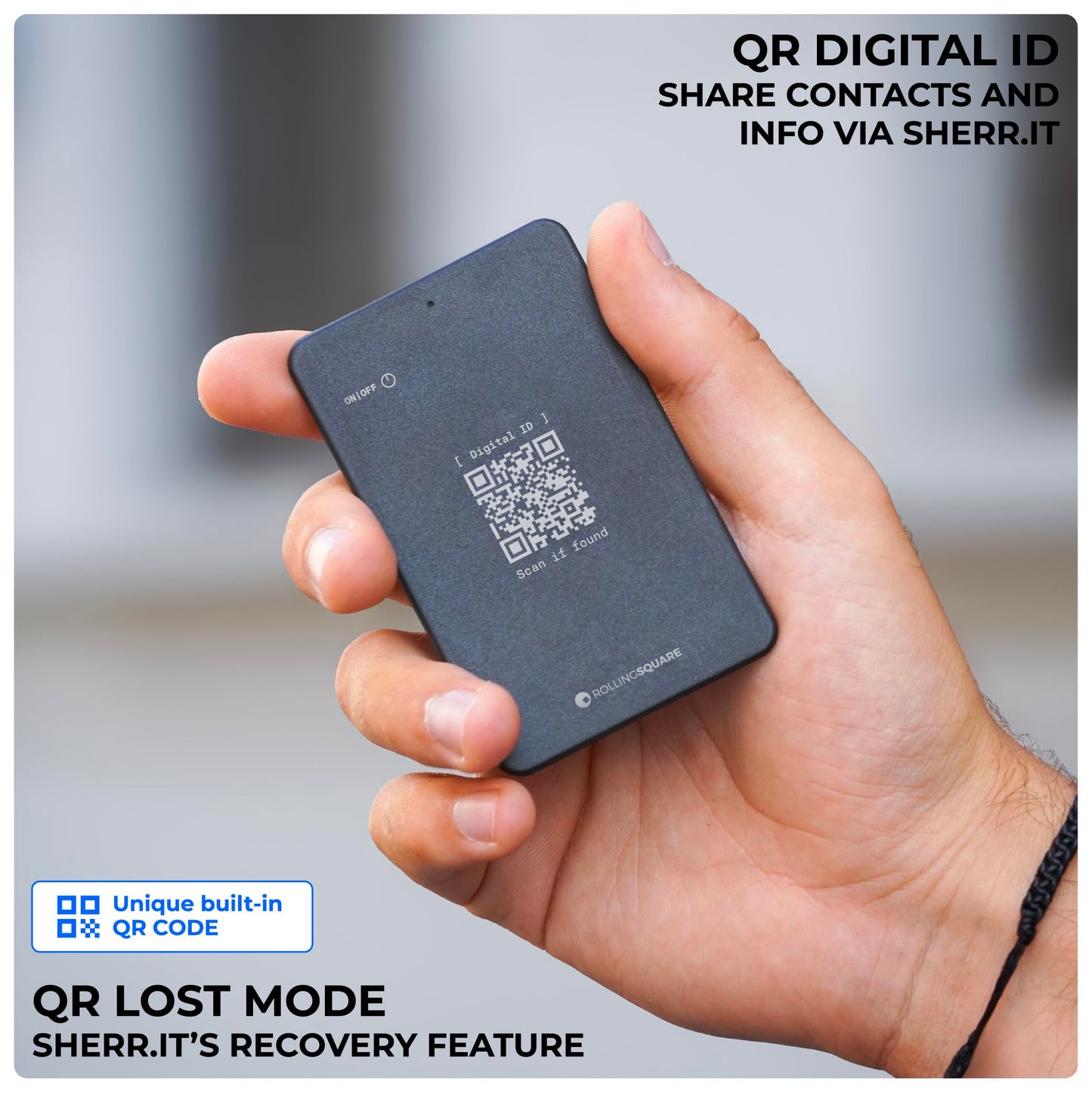 Rolling Square AirCard Dual - Bluetooth Wallet Tracker - Compatibile with Both Apple iOS Find My and Google Android Find Hub – Wireless Charging, Anti-Loss Card – Smart Locator, Black