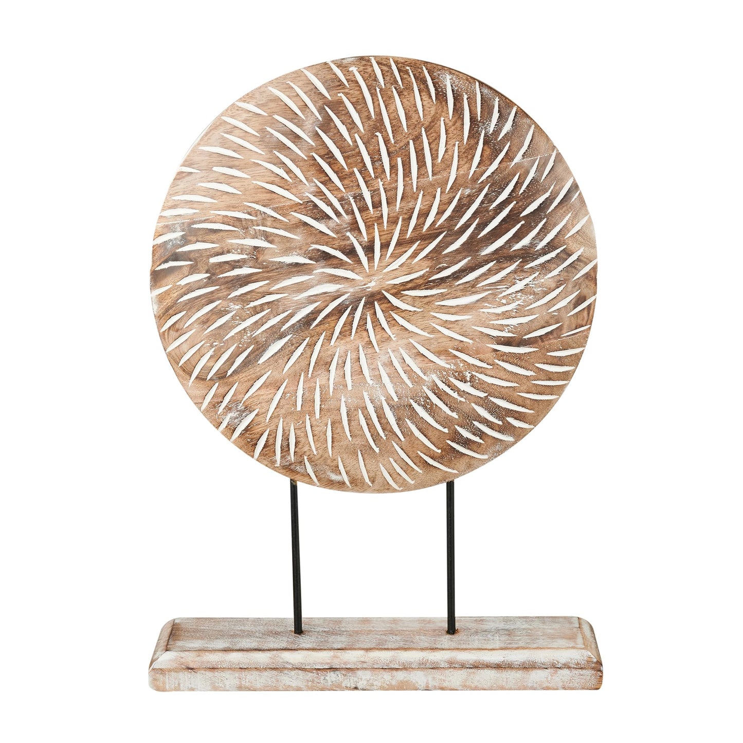 Eximious India Farmhouse Table Sculpture Home Decor Statue Mandala Carved for Modern Home 10" x 14", Living Room, Fireplace Mantel Shelf, Table and Entryway Decor Stand KHST14