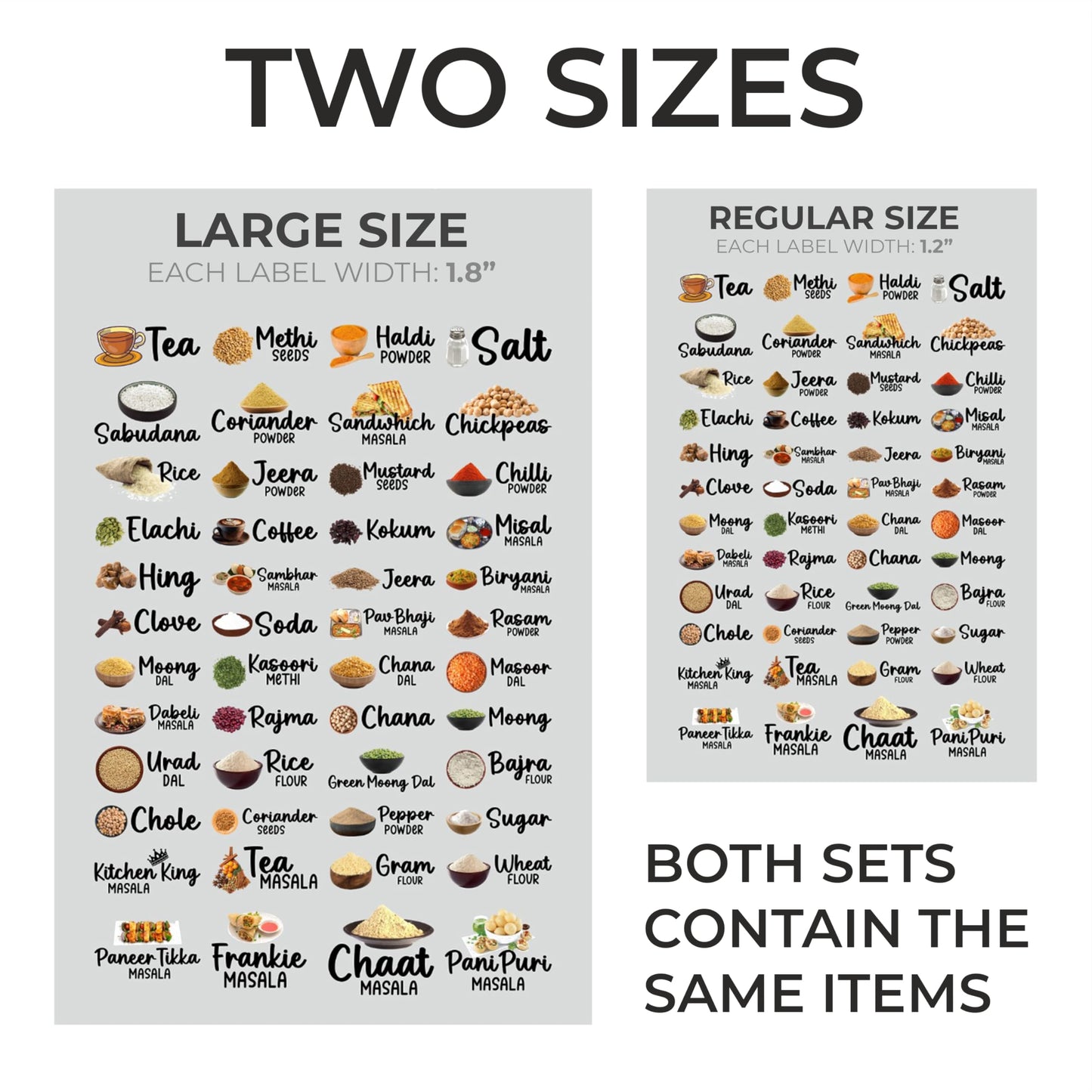 Indian Kitchen Labels Set, 48 Labels, Spice and Pantry Organization Stickers, 1.2 Inch Width
