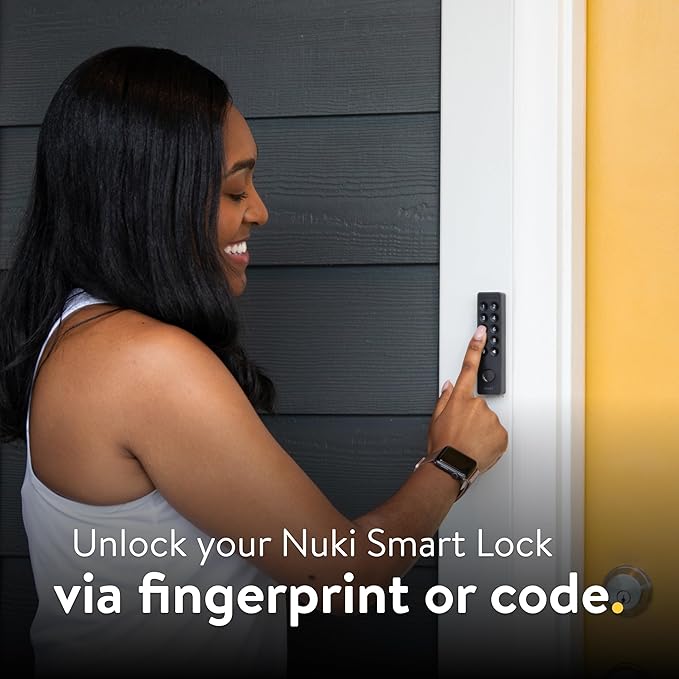 Nuki Smart Lock & Keypad 2, Keyless Door System with Auto-Lock, Fingerprint and Code Access, App Control, Easy Setup, Works with Alexa, Google, for Secure and Easy Home Entry