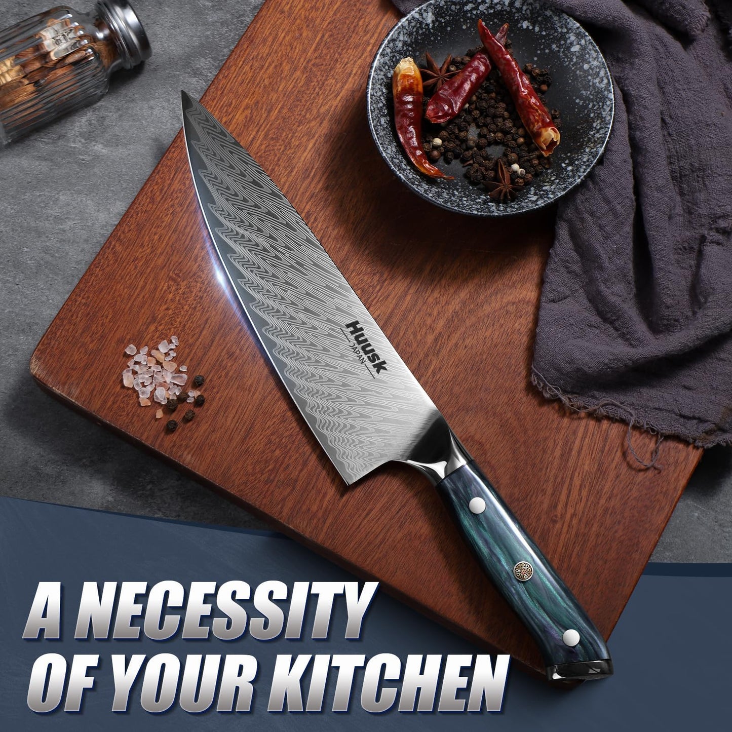 Huusk 8" Chef Knife with 5.7" Japanese Kitchen Utility Knife