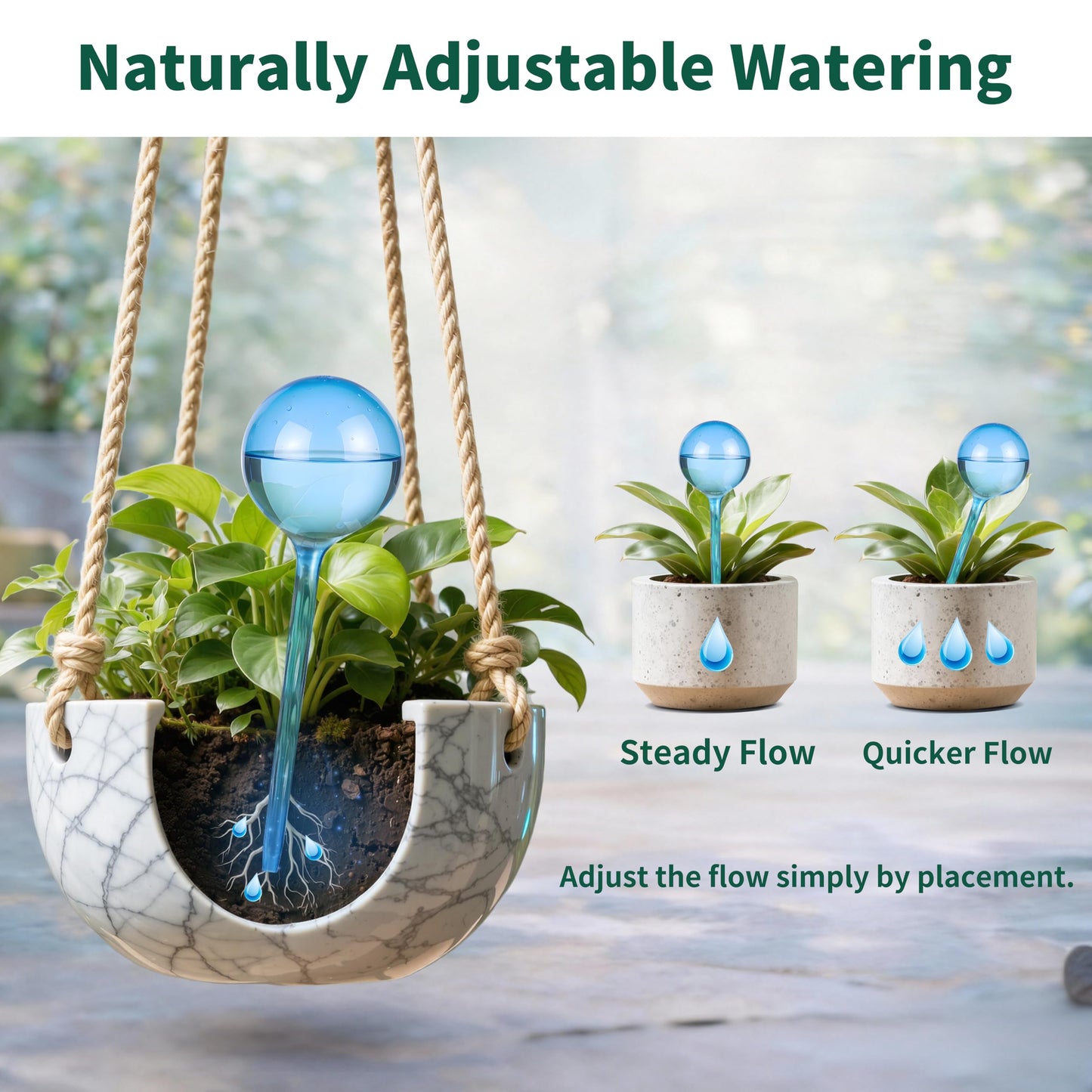 Soilagua 6-Pack Plastic Small Plant Watering Globes, Premium PVC Shatter-Resistant Plant Waterer, Self Watering Planter Insert with Tapered Opening, Automatic Watering Spikes for Daily & Vacation