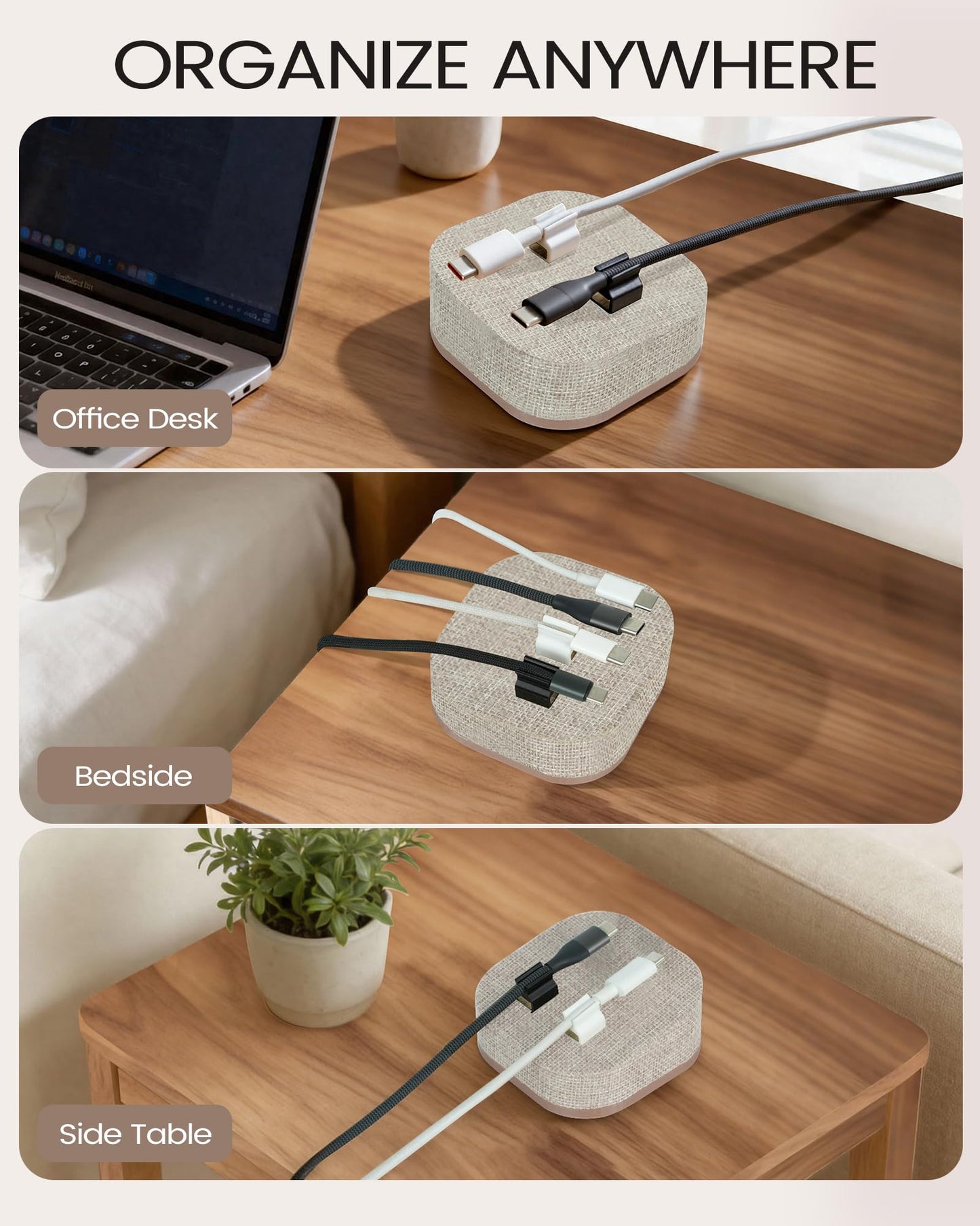 Brolena Magnetic Cord Holder, Cable Organizer with 5 Magnetic Clips for Desk & Nightstand Cable Management, Practical Charging Accessory for Home, Office & Gift Giving
