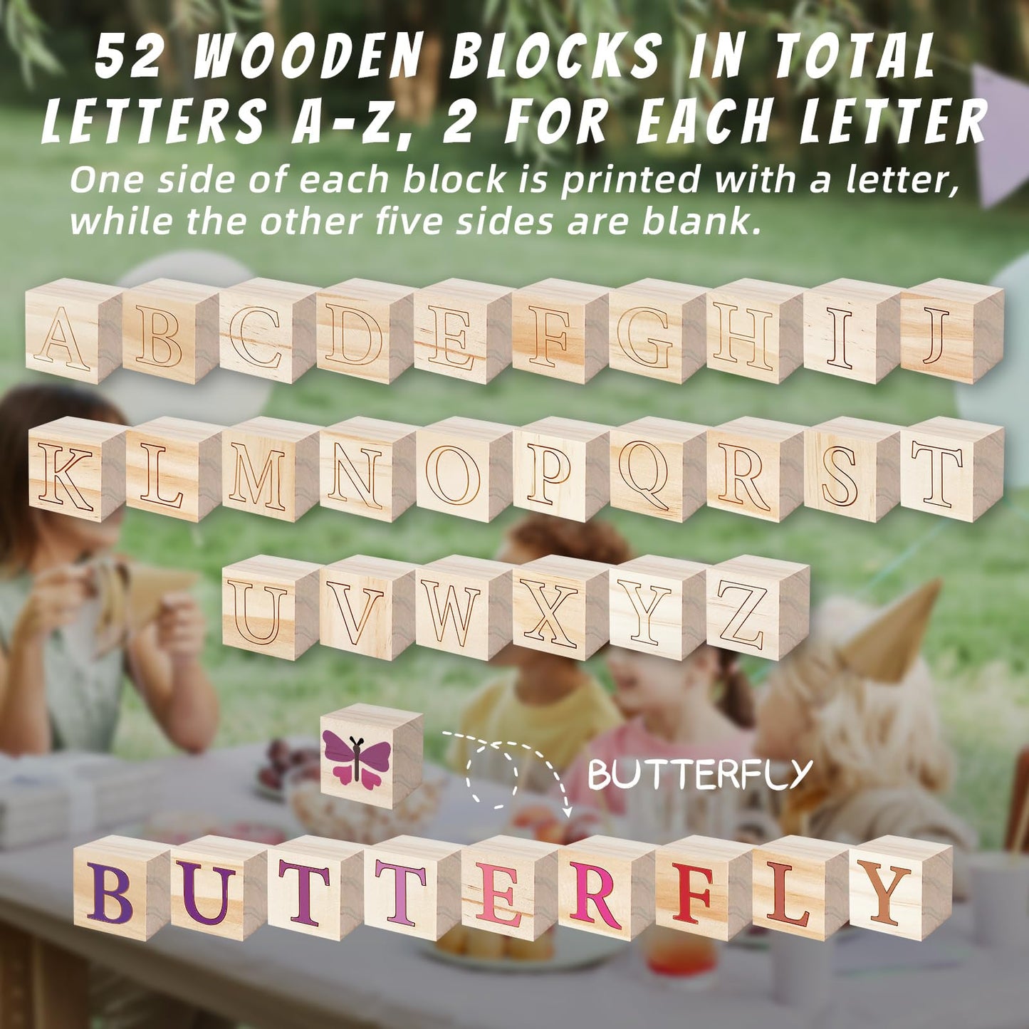 Aisharery 117 Pcs Baby Shower Blocks to Decorate Game Kit Includes 52 Wooden Blocks 24 Markers 1 Game Sign 40 Templates to Paint (Kraft)