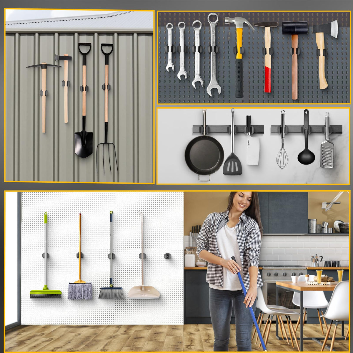 Upgraded Magnetic Broom and Mop Holder Wall Mount (2 Count)