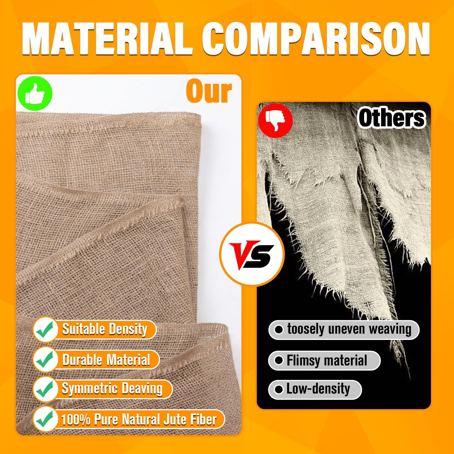 Natural Jute Burlap Roll 40Inch x 40Ft, High-Density Burlap Fabric, Biodegradable & Breathable for Gardening (Tree Wrap, Weed Barriers), Crafts, Landscaping & Wedding Decor
