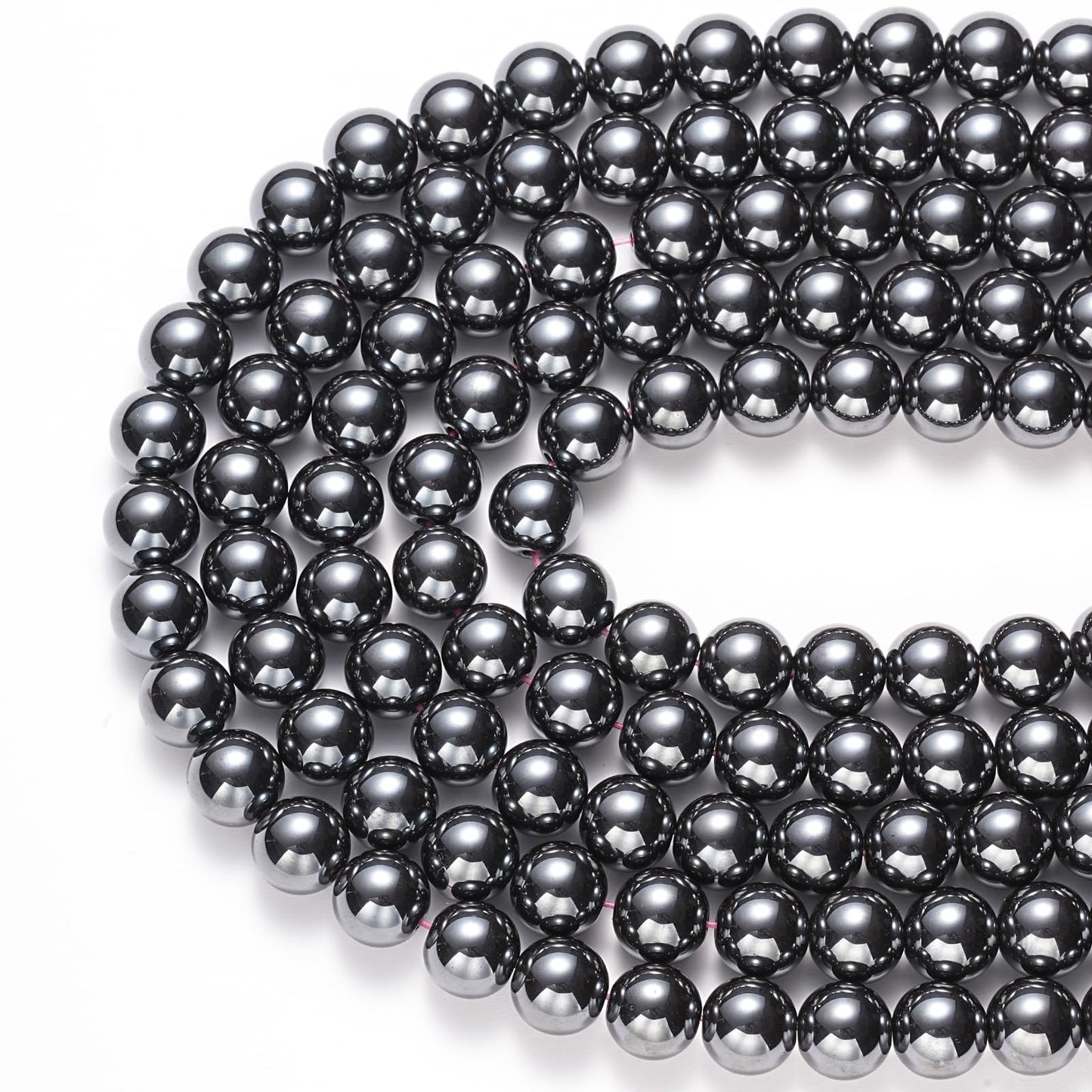 10mm Natural Black Hematite Gemstone Beads Polished Round Smooth Stone Beads for Bracelets Jewelry Making 15inch Loose Beads