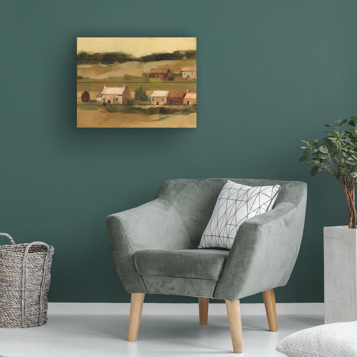 Trademark Fine Art Wood Slat Art - 'Hillside Sunset II' by Ethan Harper : Wall Art for Interior Spaces, Living Rooms, or Bedrooms