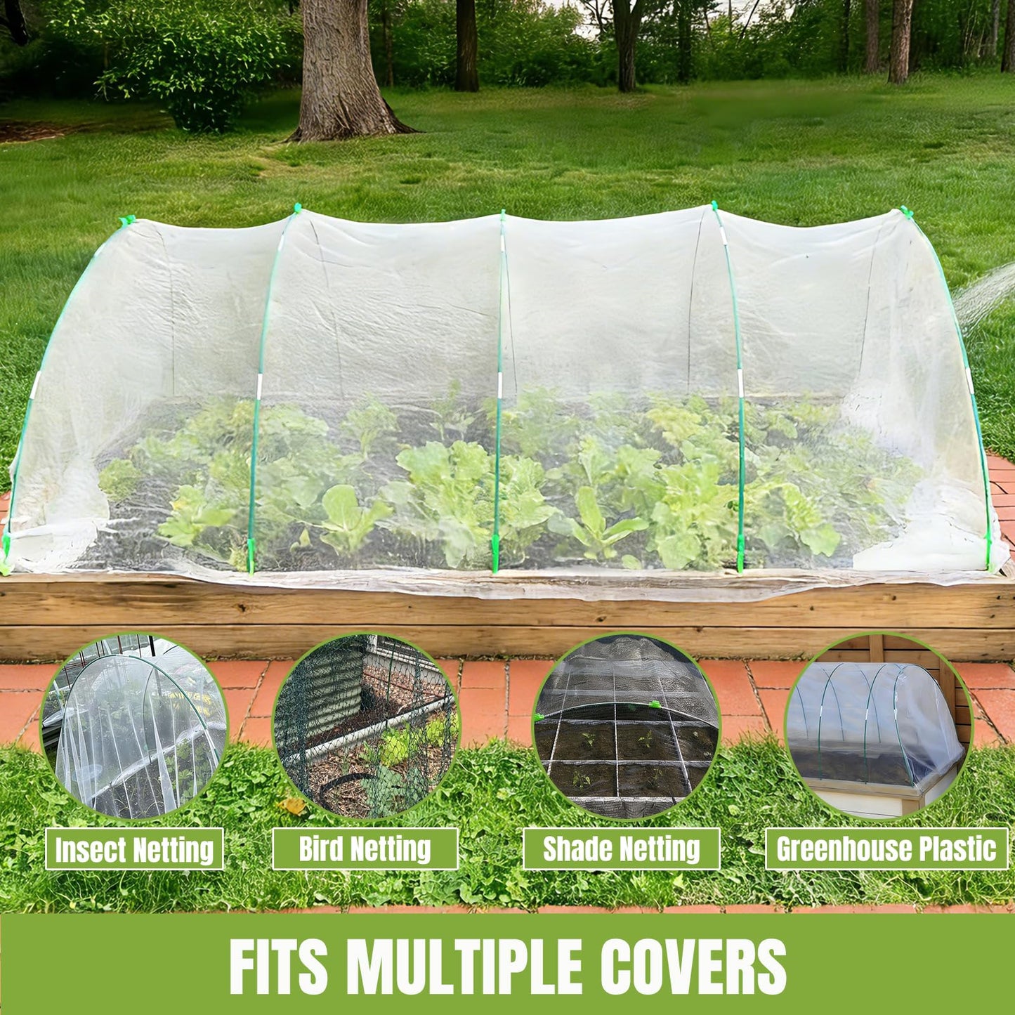 Gardynex 36 PCS Garden Hoops for Raised Beds, Rust-Free Plastic Coated Fiberglass Greenhouse Hoops, DIY Garden Tunnel Kit for Netting & Row Cover, Flexible Plant Support Stakes for Garden