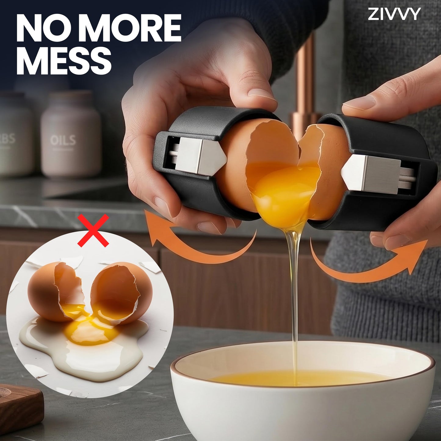 Egg Cracker & Egg Peeler Tool for Hard Boiled Eggs - Egg Shell Opener for Clean Boiled Egg Peeling - Egg Opener & Kitchen Gadget for No Mess Breakfast & Meal Prep (Black)