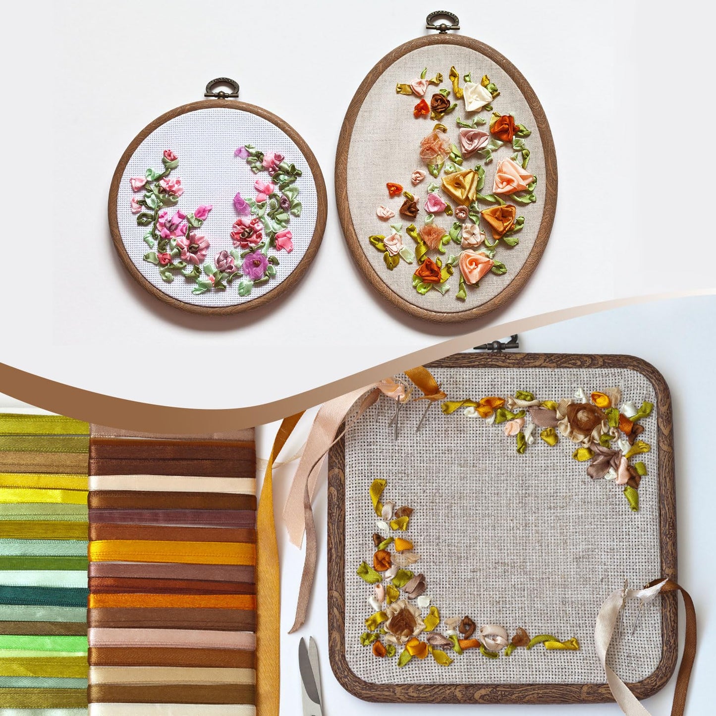 PATIKIL 10 Pieces 6.3"x4.7" Embroidery Hoops Frame Imitated Wood Oval Cross Stitch Hoop Ring for Embroidery Art Craft Handy Sewing Decoration